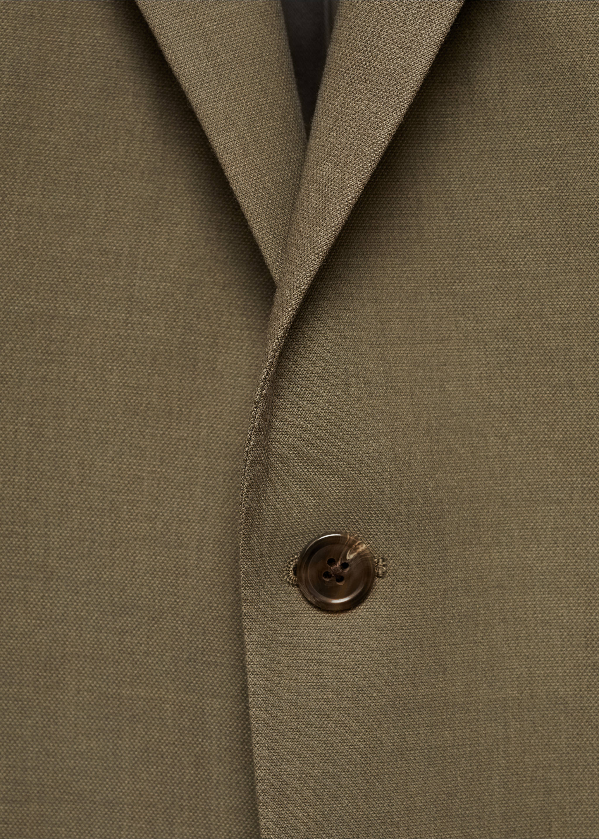 Stretch-fabric slim-fit suit blazer - Details of the article 8, Green. Ref: 77010582-00.