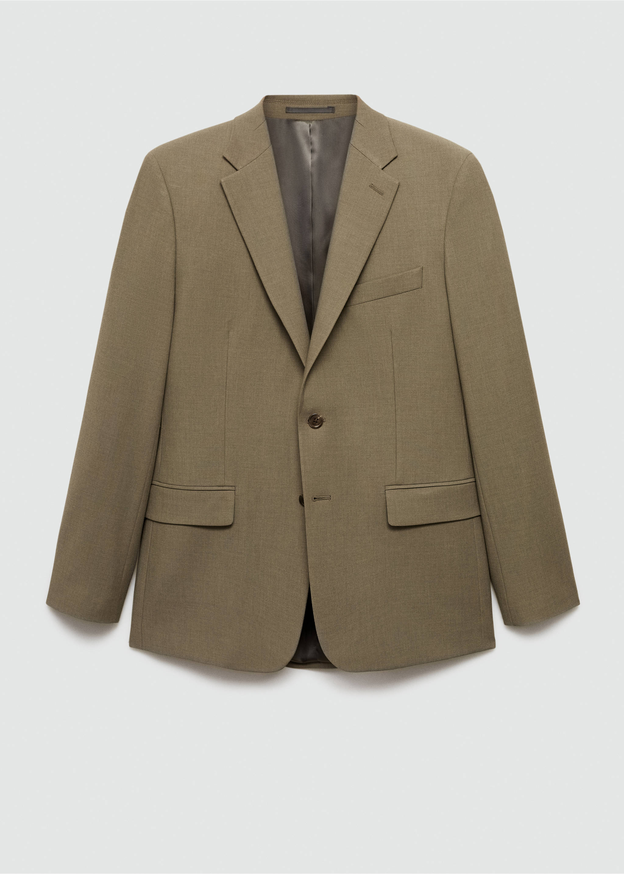 Stretch-fabric slim-fit suit jacket - Article without model, Green. Ref: 77010582-00.