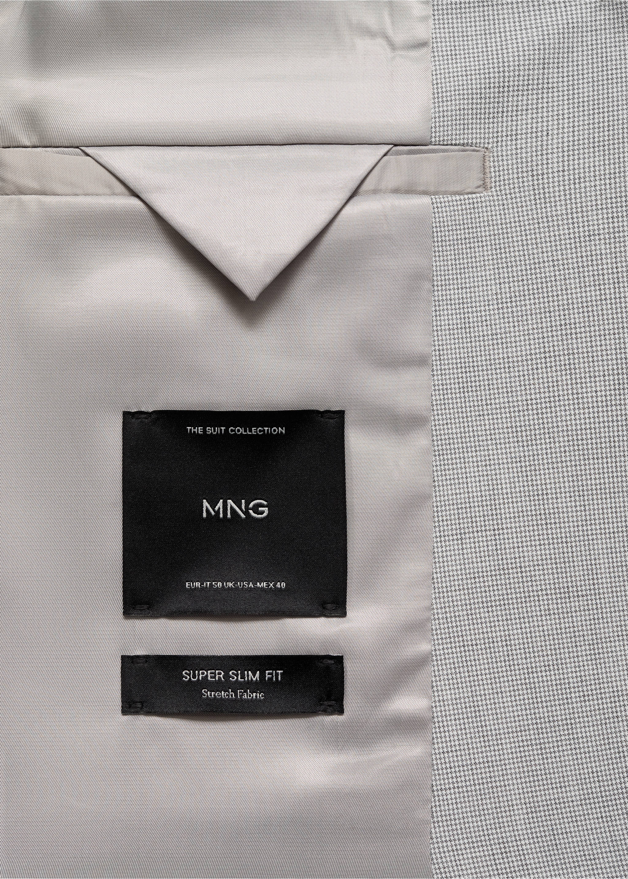 Super slim-fit suit jacket in stretch fabric - Details of the article 0, Ecru. Ref: 77010583-00.