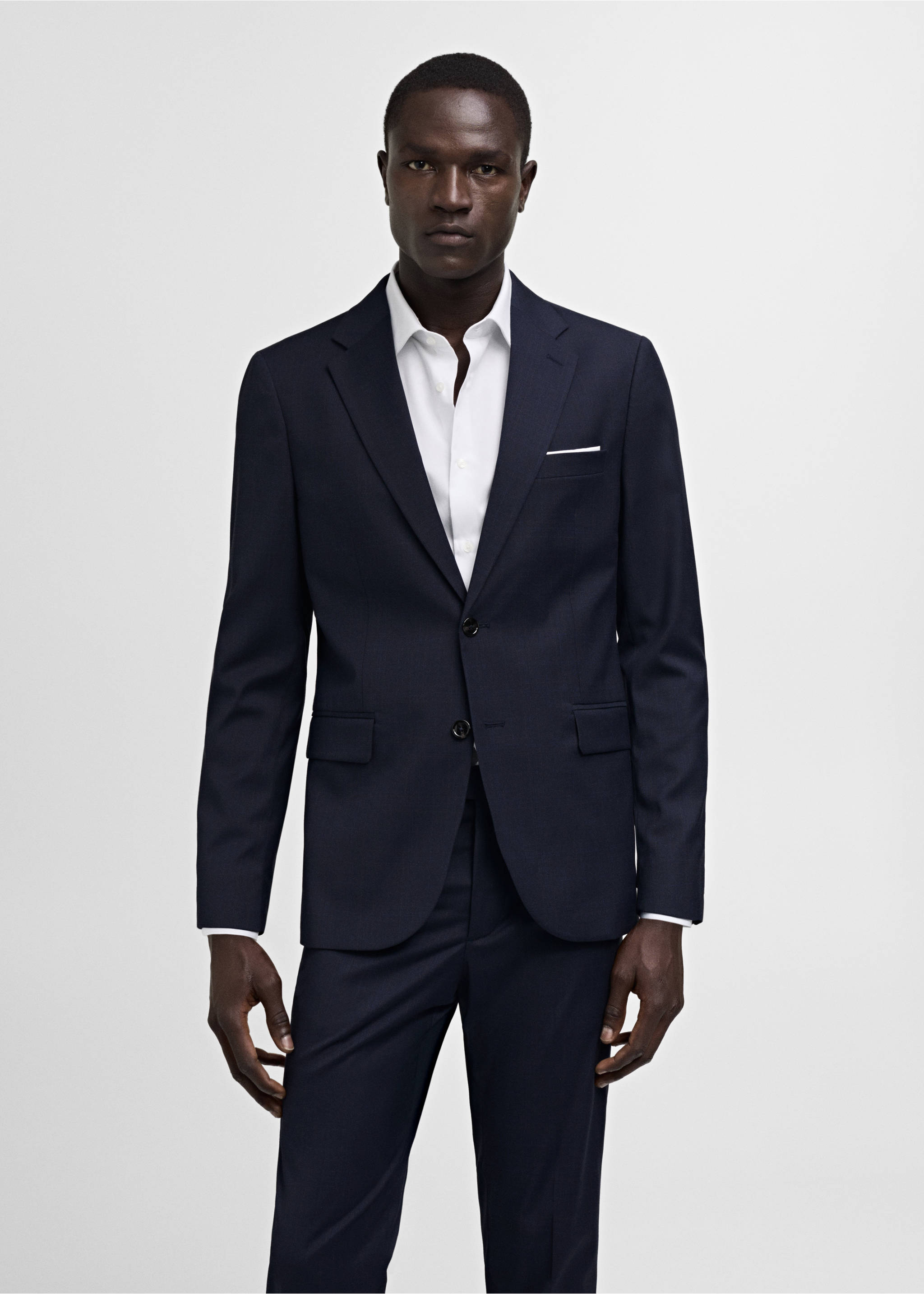 Slim-Fit-Sakko Milan - Mittlere Ansicht, Dunkles Marineblau. Ref: 77010584-00.