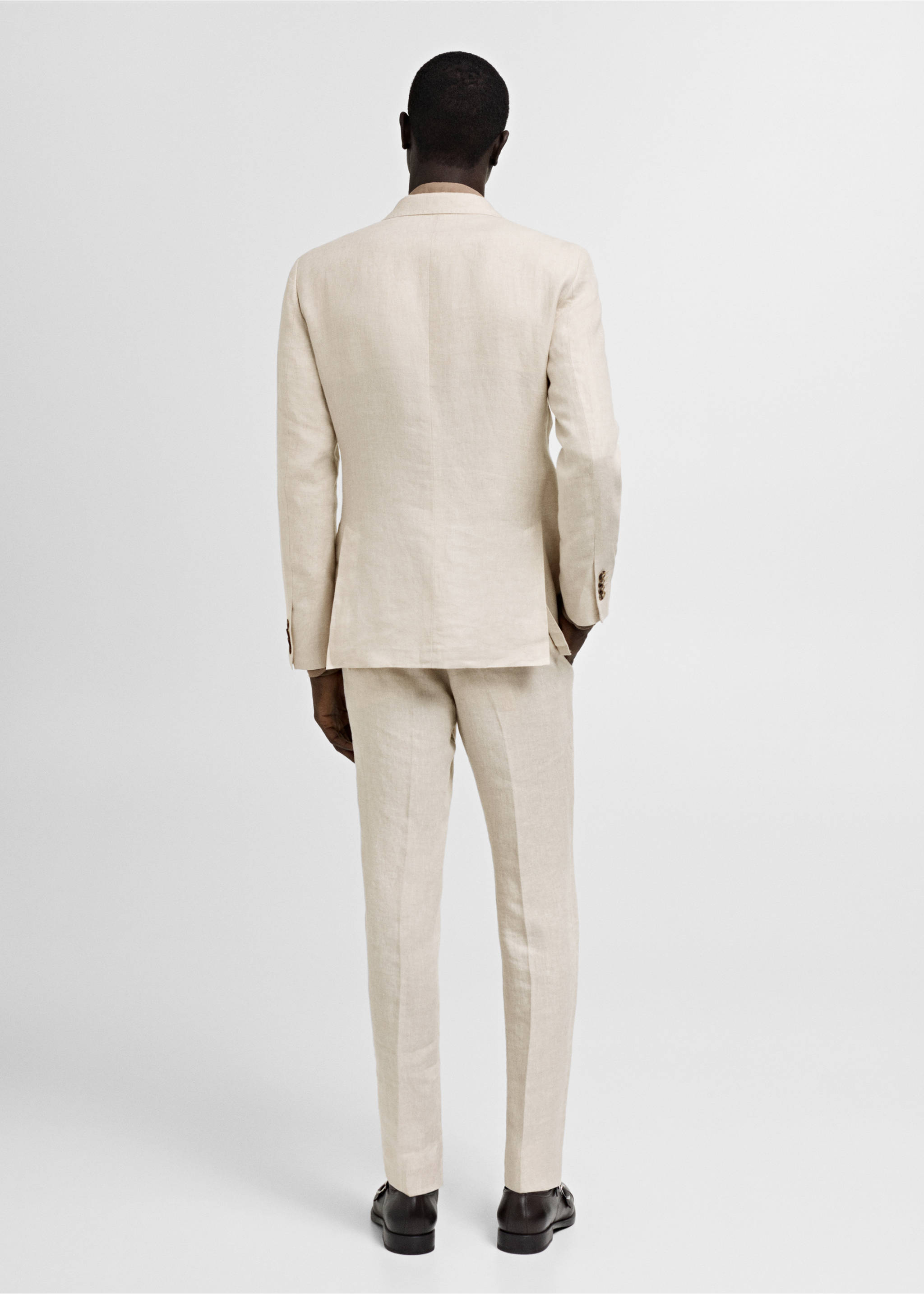 100% linen slim-fit suit jacket - Reverse of the article, Beige. Ref: 77010585-00.