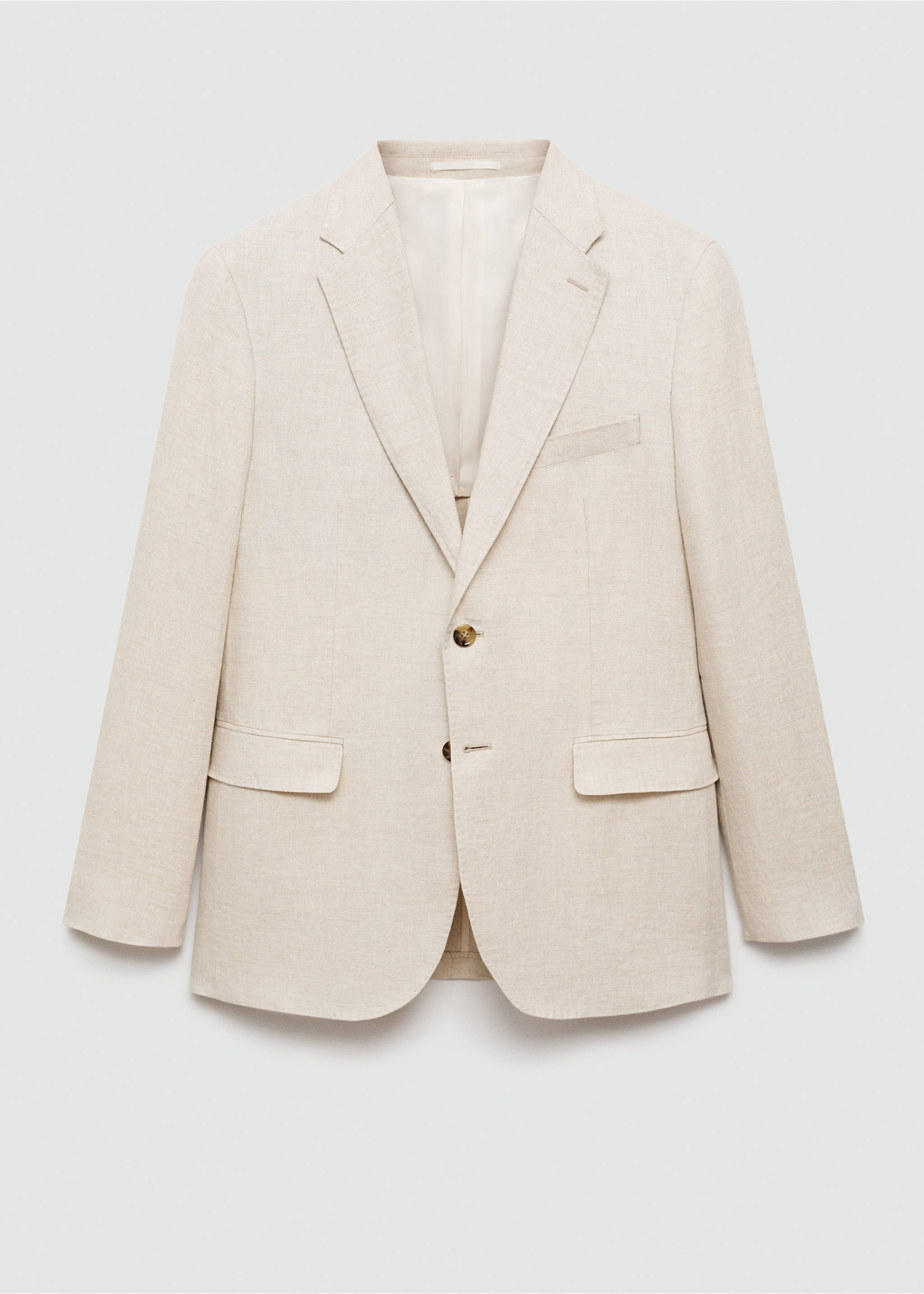 100% linen slim-fit suit jacket - Article without model, Beige. Ref: 77010585-00.