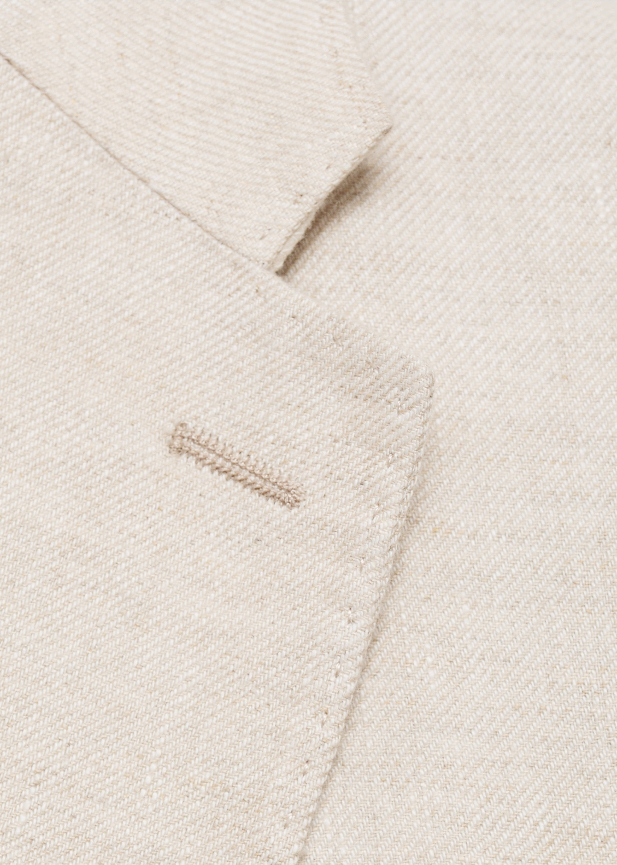 100% linen slim-fit suit jacket - Details of the article 8, Beige. Ref: 77010585-00.