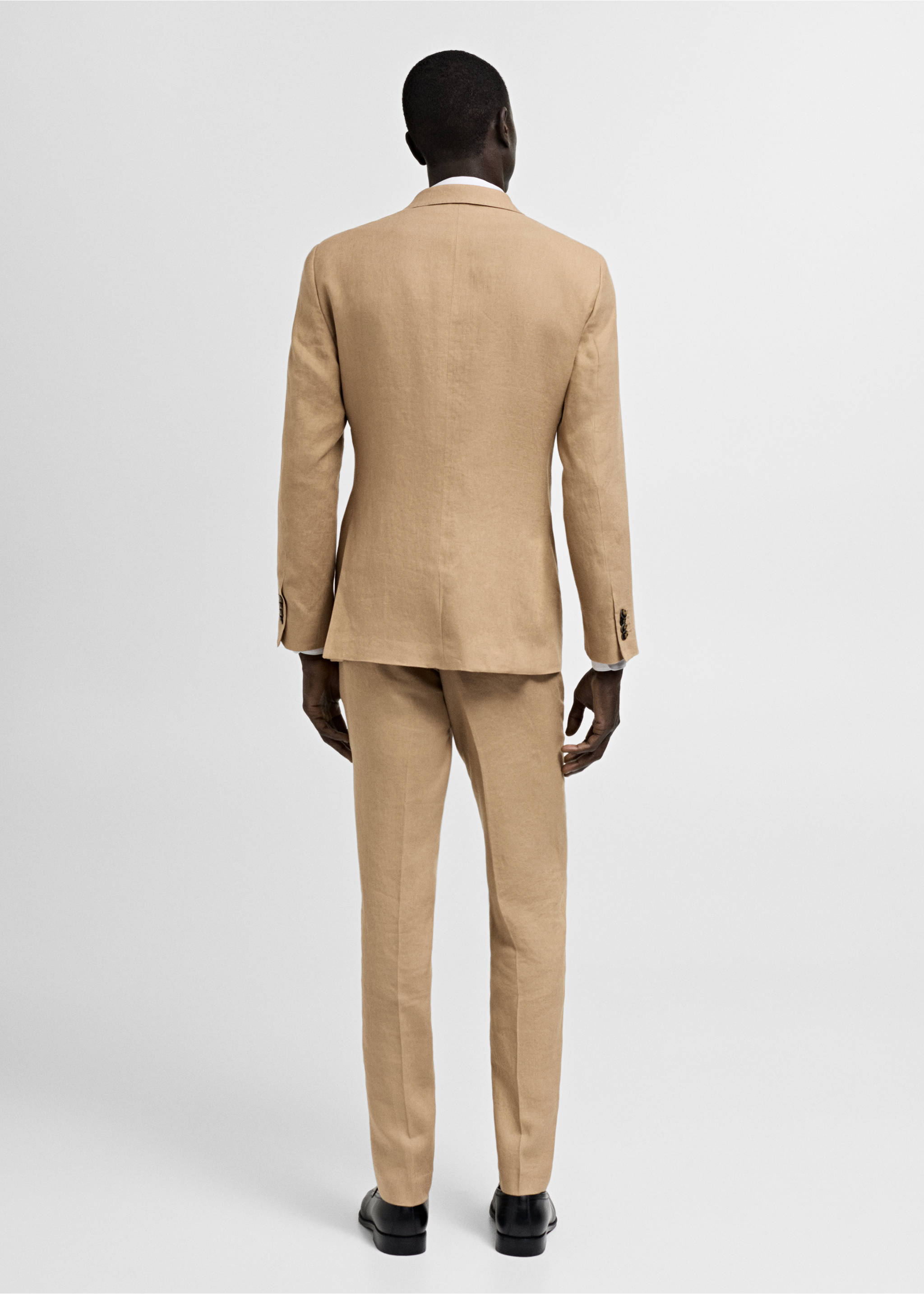 100% linen slim-fit suit jacket - Reverse of the article, Medium Brown. Ref: 77010587-00.