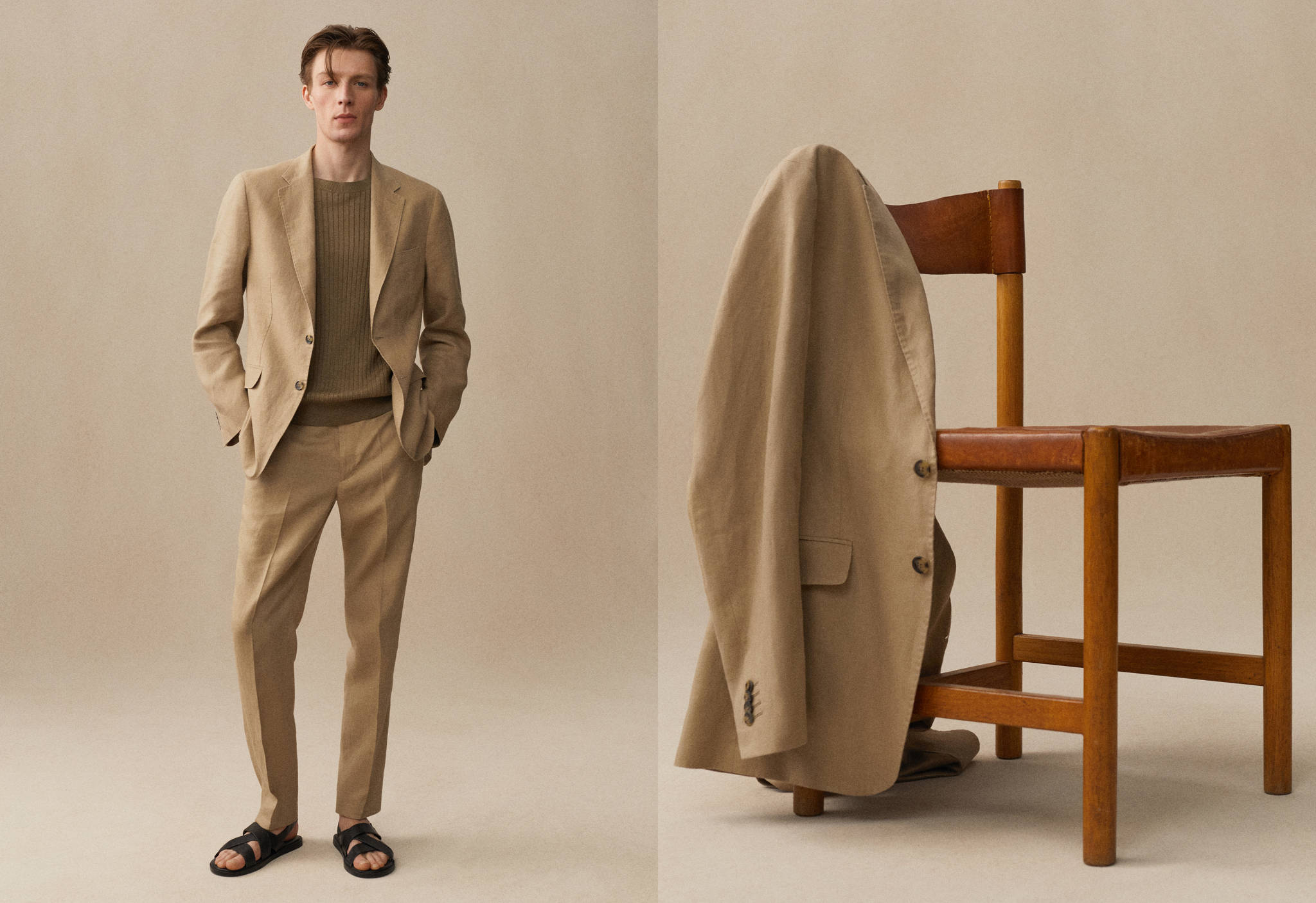 100% linen slim-fit suit jacket - Panoramic plane
