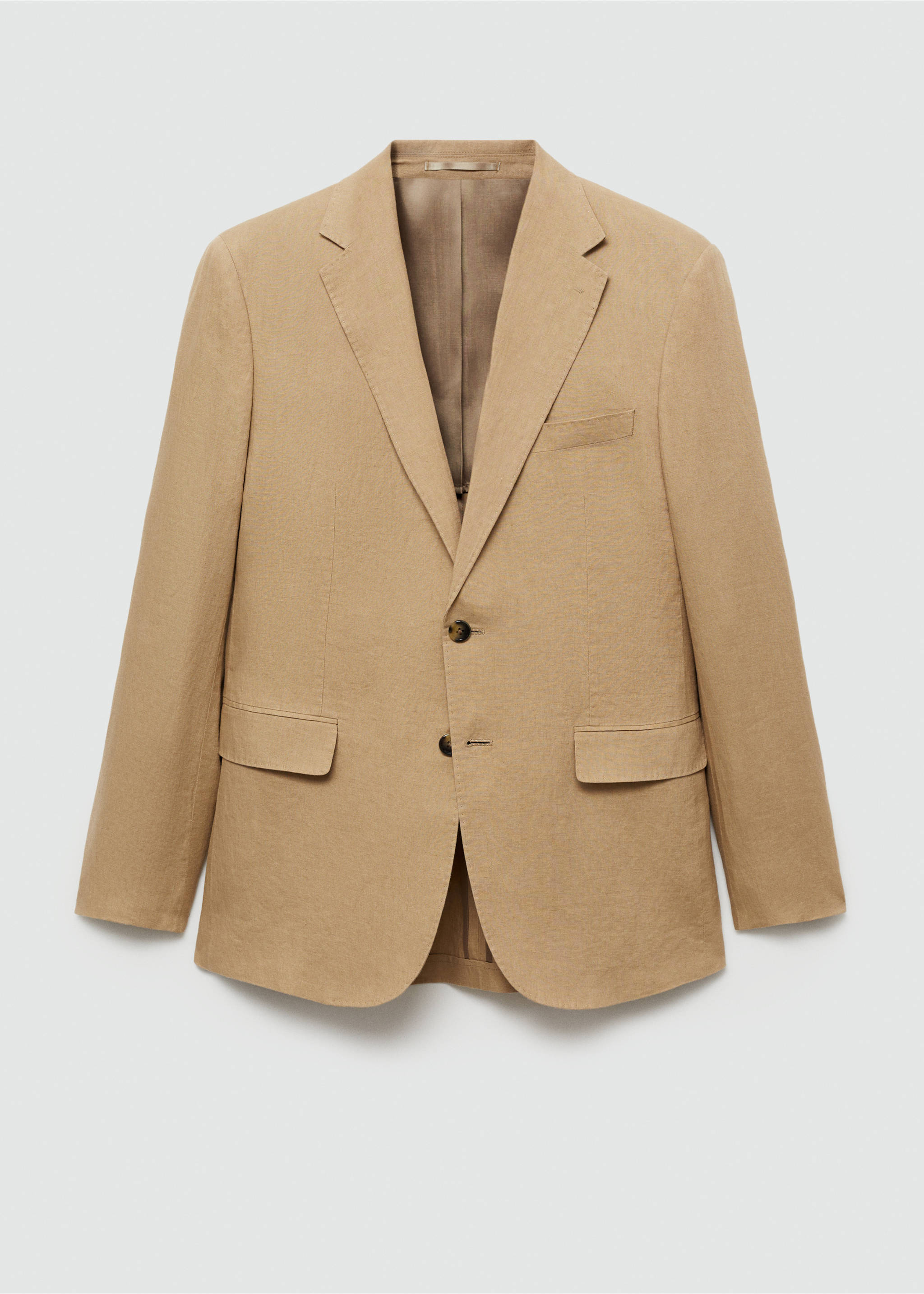 100% linen slim-fit suit jacket - Article without model, Medium Brown. Ref: 77010587-00.