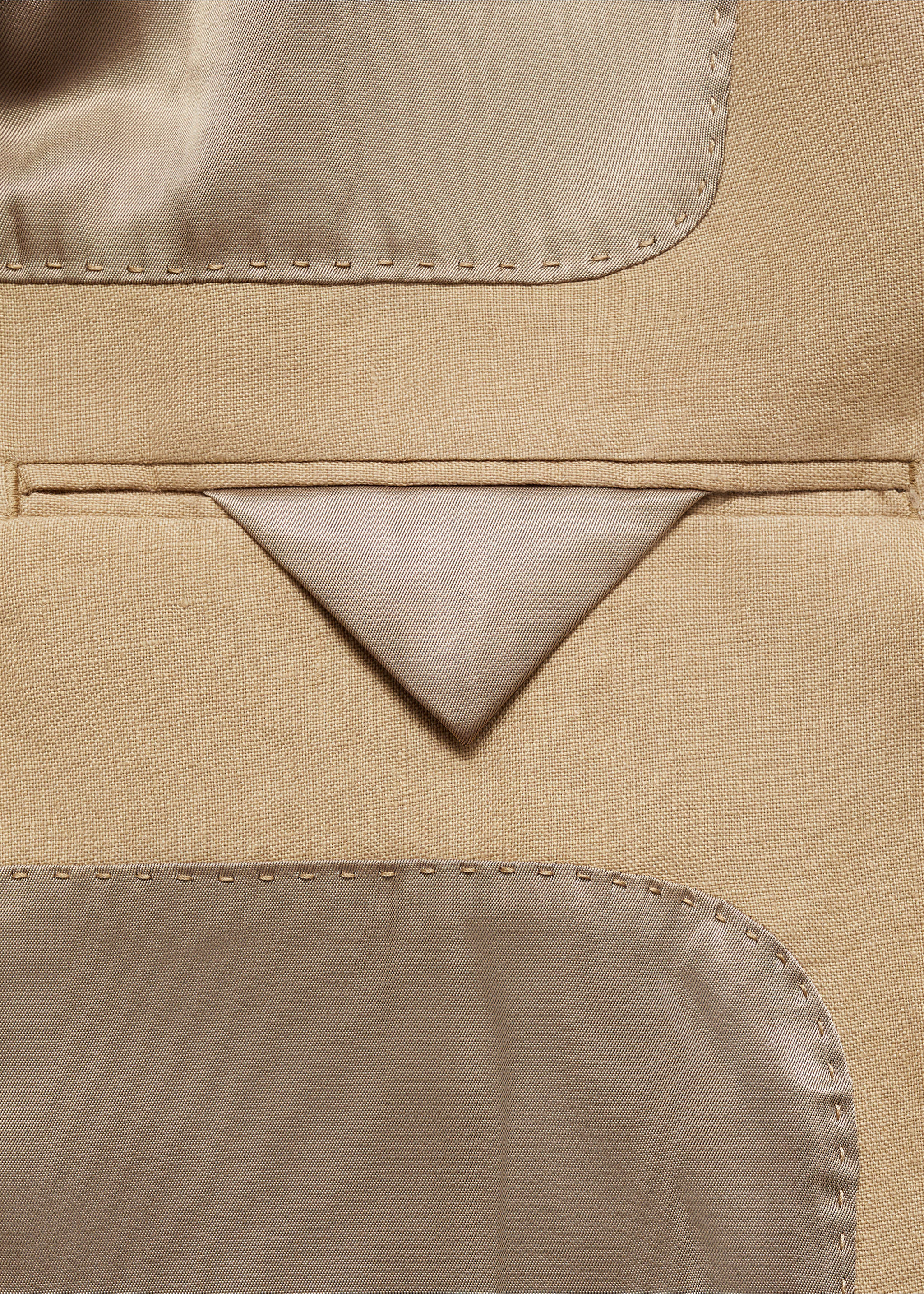 100% linen slim-fit suit jacket - Details of the article 0, Medium Brown. Ref: 77010587-00.