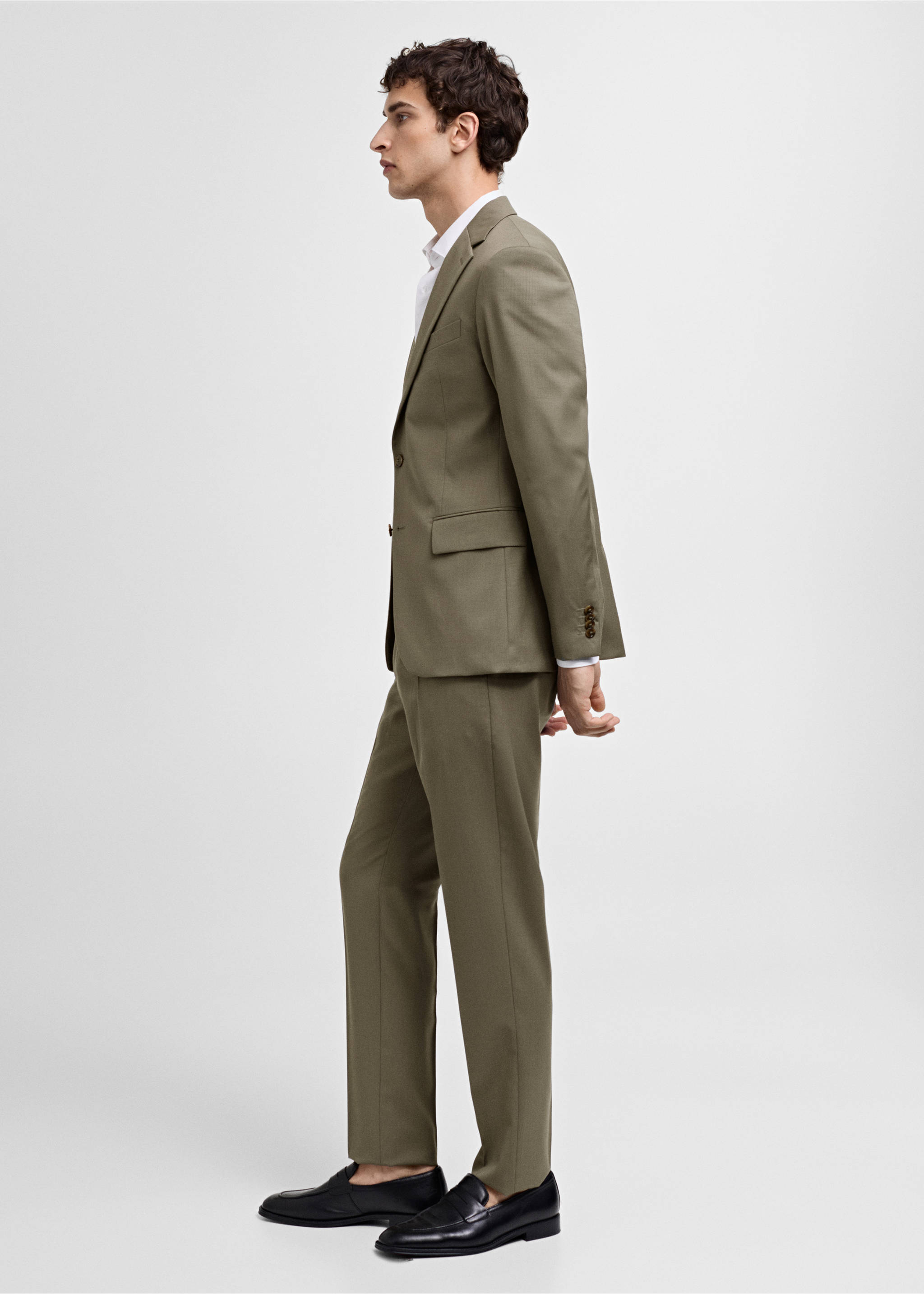 100% virgin wool slim-fit suit jacket - Details of the article 2, Pastel Green. Ref: 77010588-00.