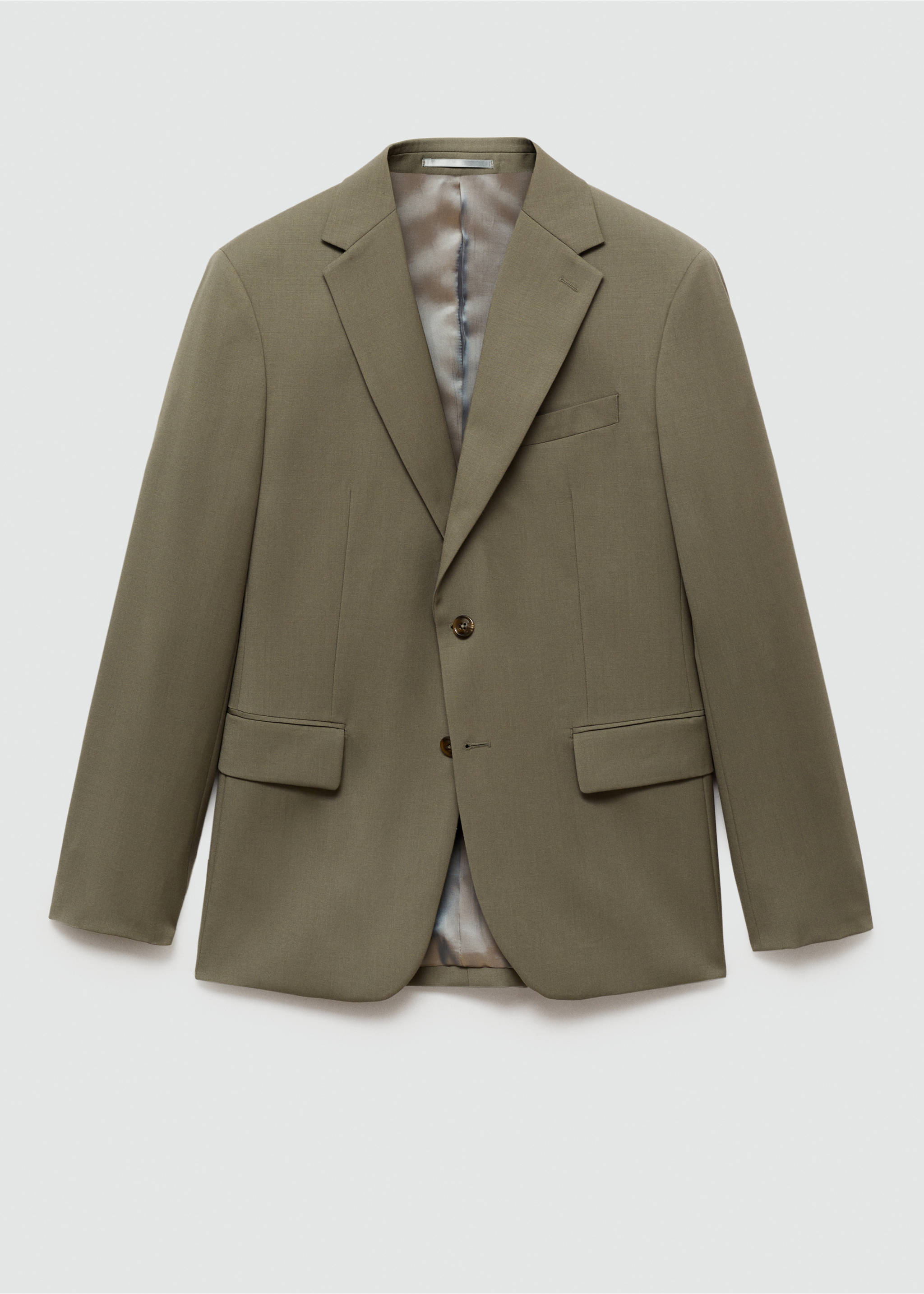 100% virgin wool slim-fit suit jacket - Article without model, Pastel Green. Ref: 77010588-00.