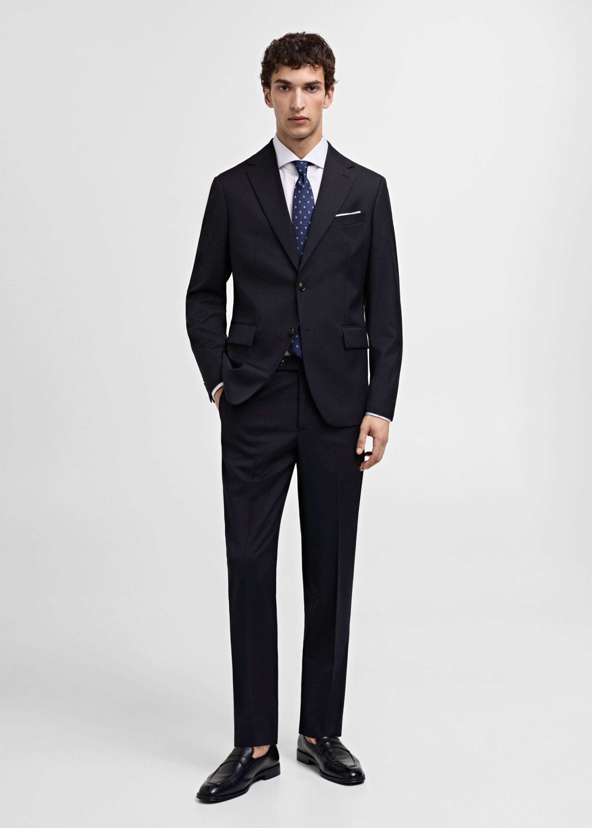 100% virgin wool slim-fit suit jacket - General plane