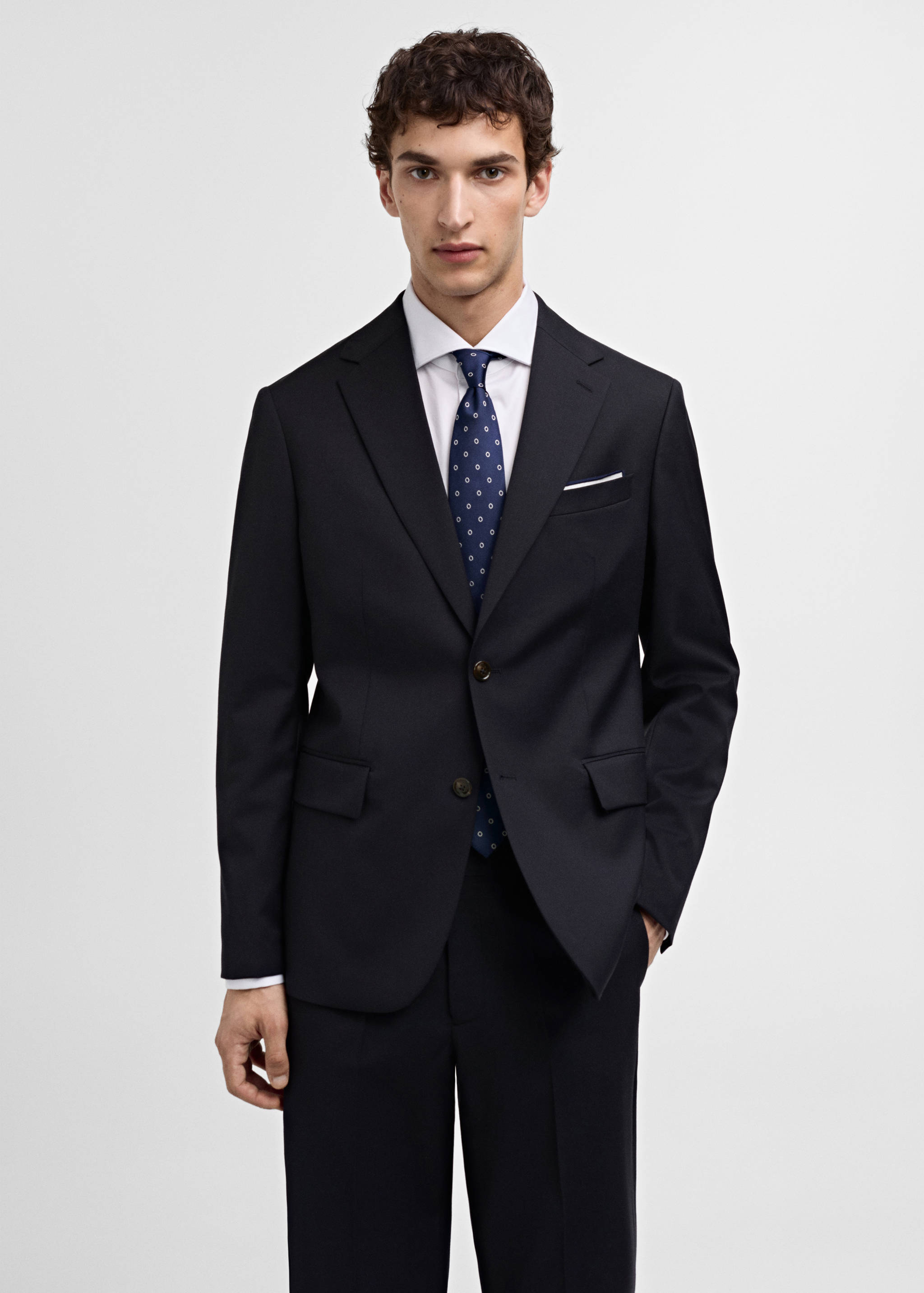 100% virgin wool slim-fit suit jacket - Medium plane