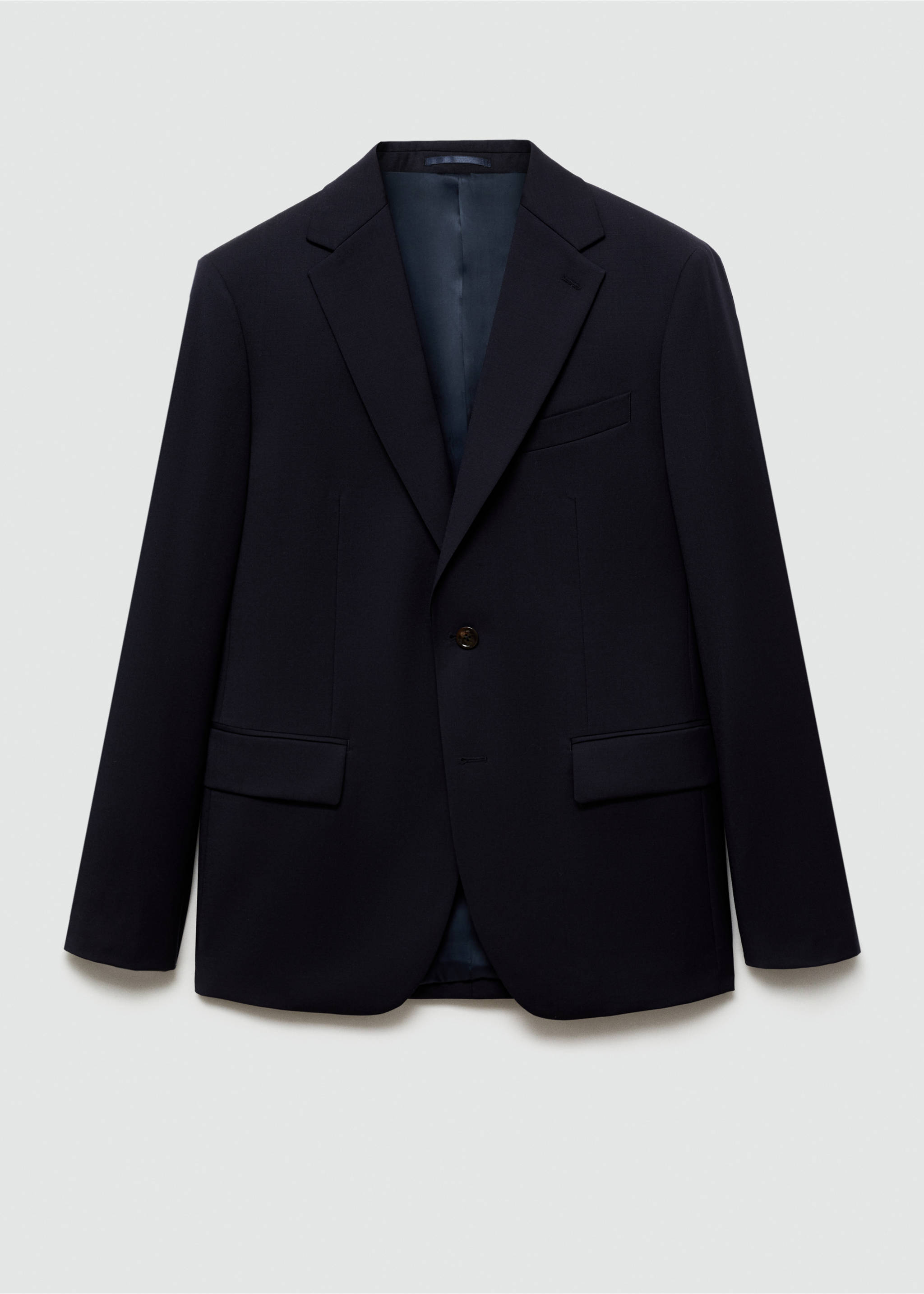 100% virgin wool slim-fit suit jacket - Article without model, Dark Navy. Ref: 77010588-00.