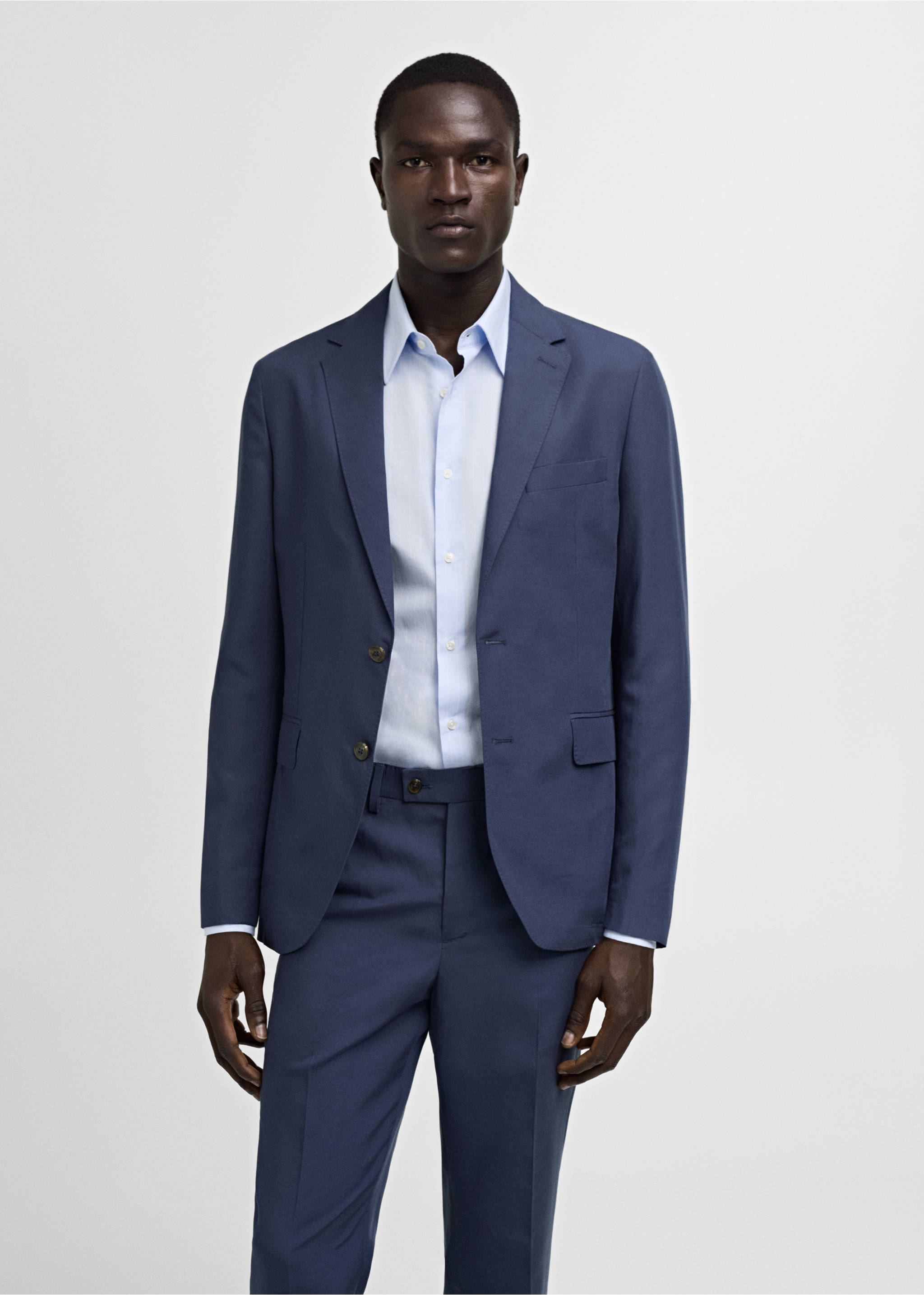 Kavaj slim fit comfort stretch-material - Bild av mittparti, Blå. Ref: 77010589-00.