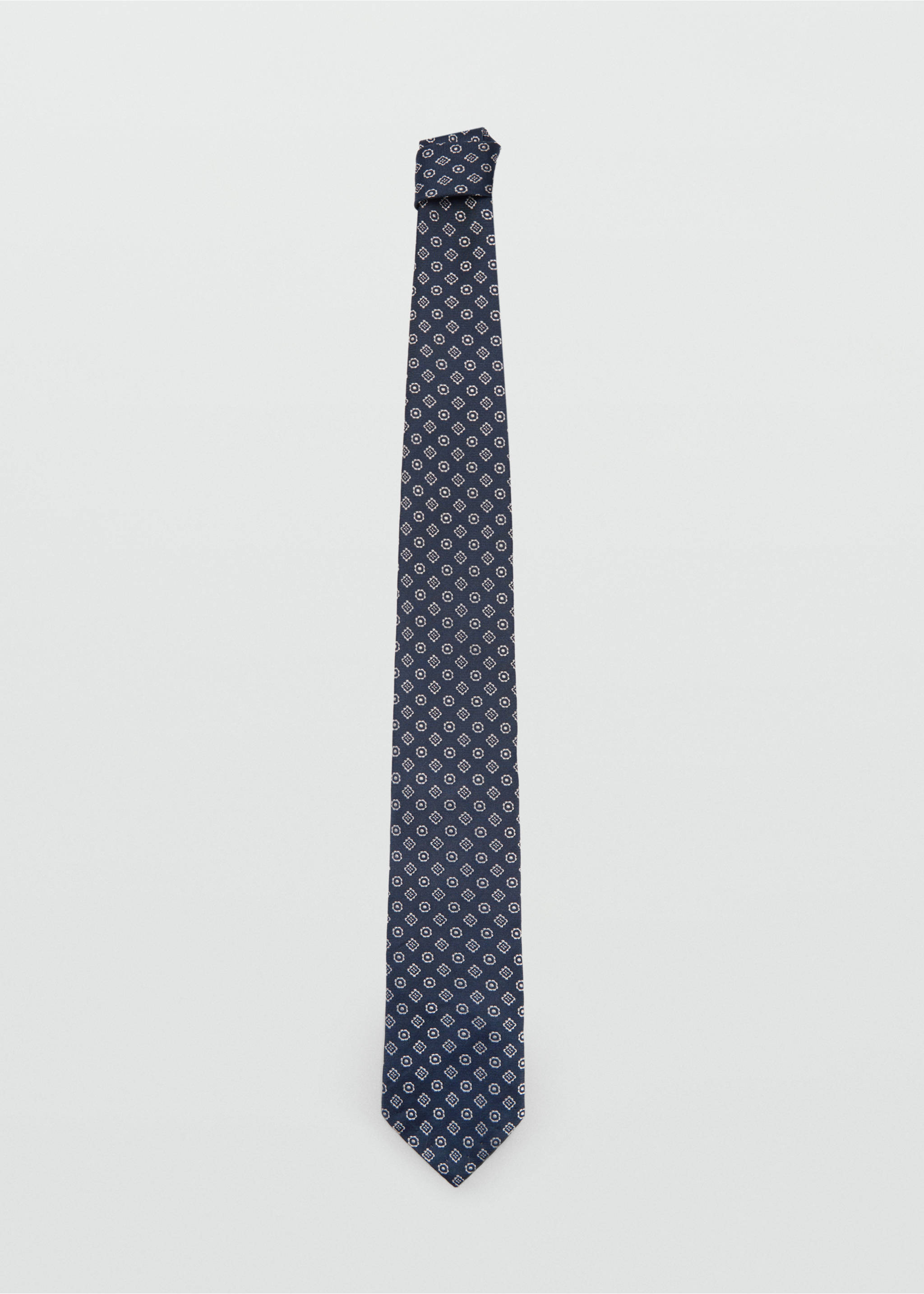 100% mulberry silk diamond-print tie - Article without model, Dark Navy. Ref: 77010602-00.