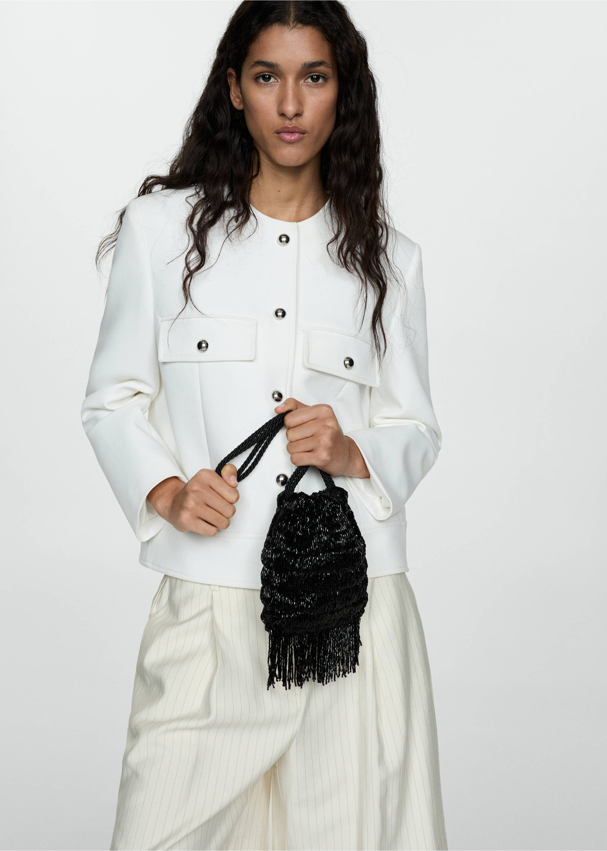 Sac perles franges - Détail de l'article 9, Noir. Ref: 77010606-00.