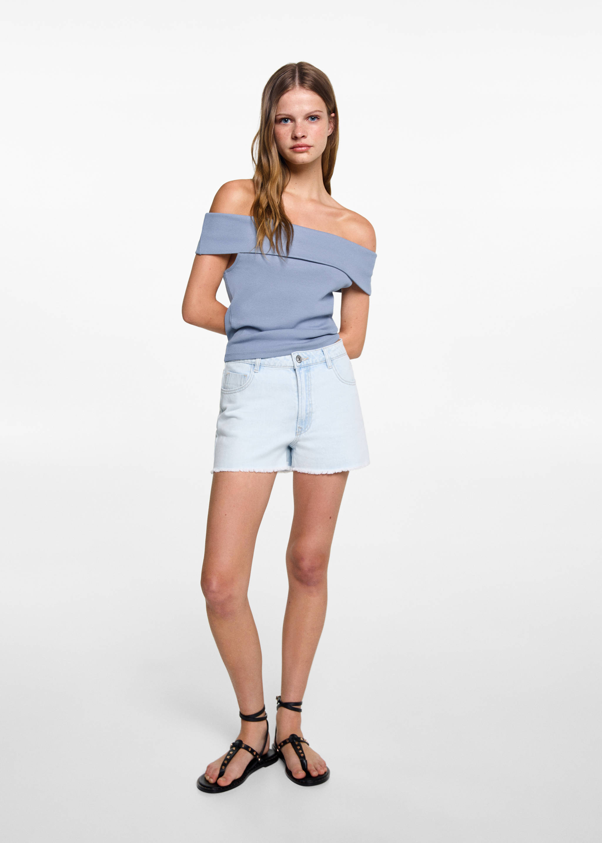 Geripptes schulterfreies Top - Allgemeine Ansicht