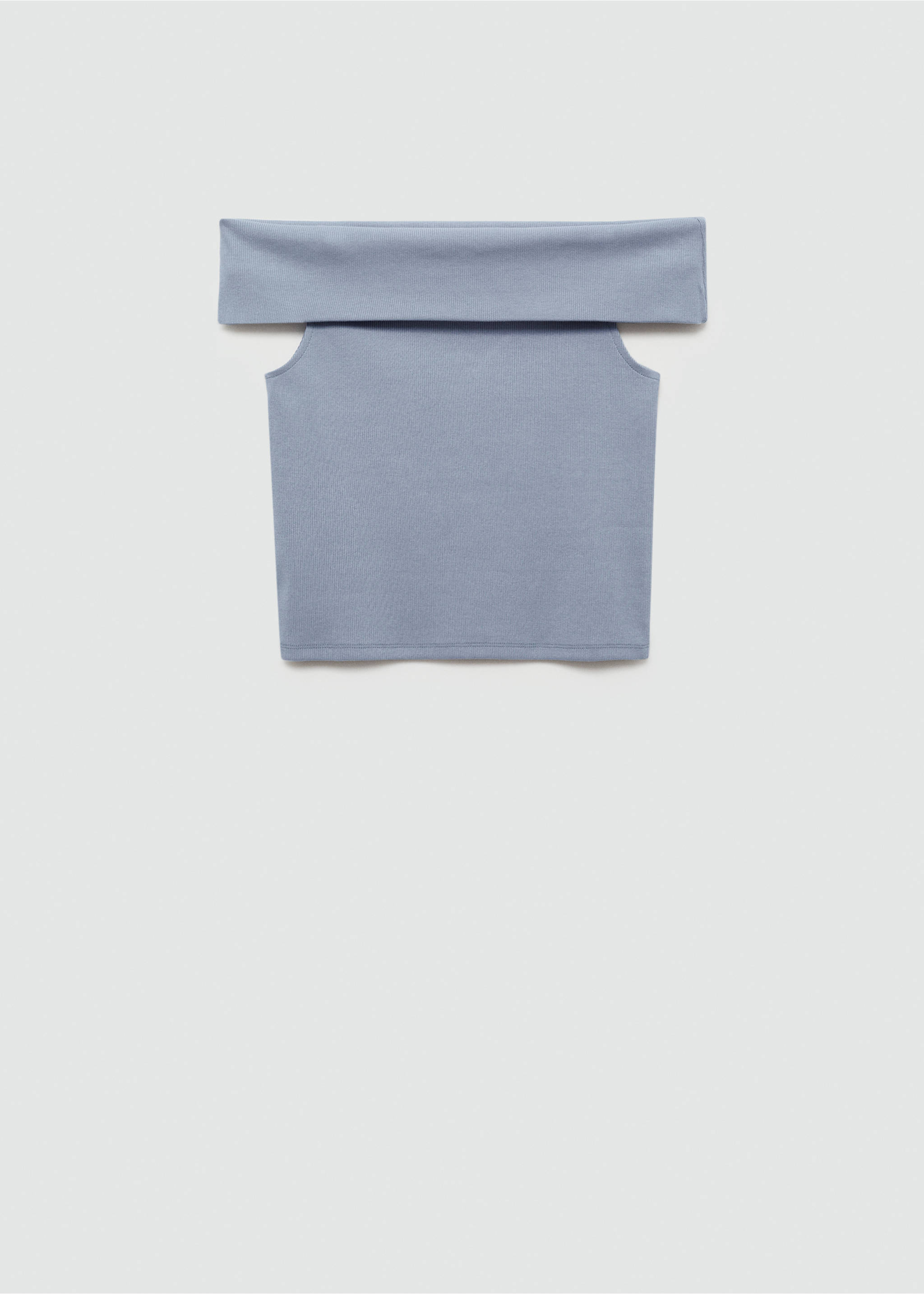 Off-the-shoulder ribbed top - Article without model, Sky Blue. Ref: 77010620-00.