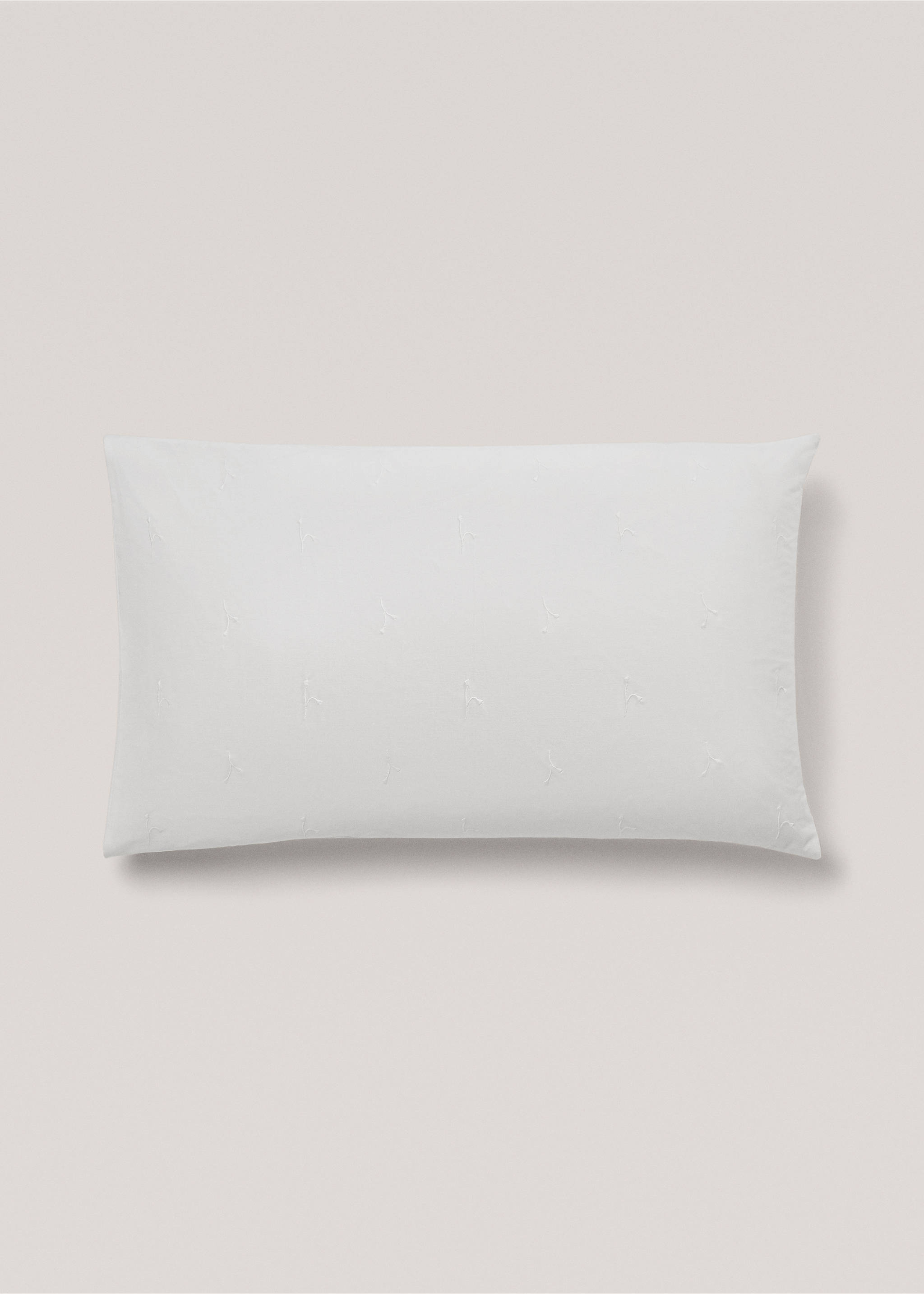 Floral embroidered cotton pillowcase 50x75cm - Article without model, White. Ref: 77010621-00.