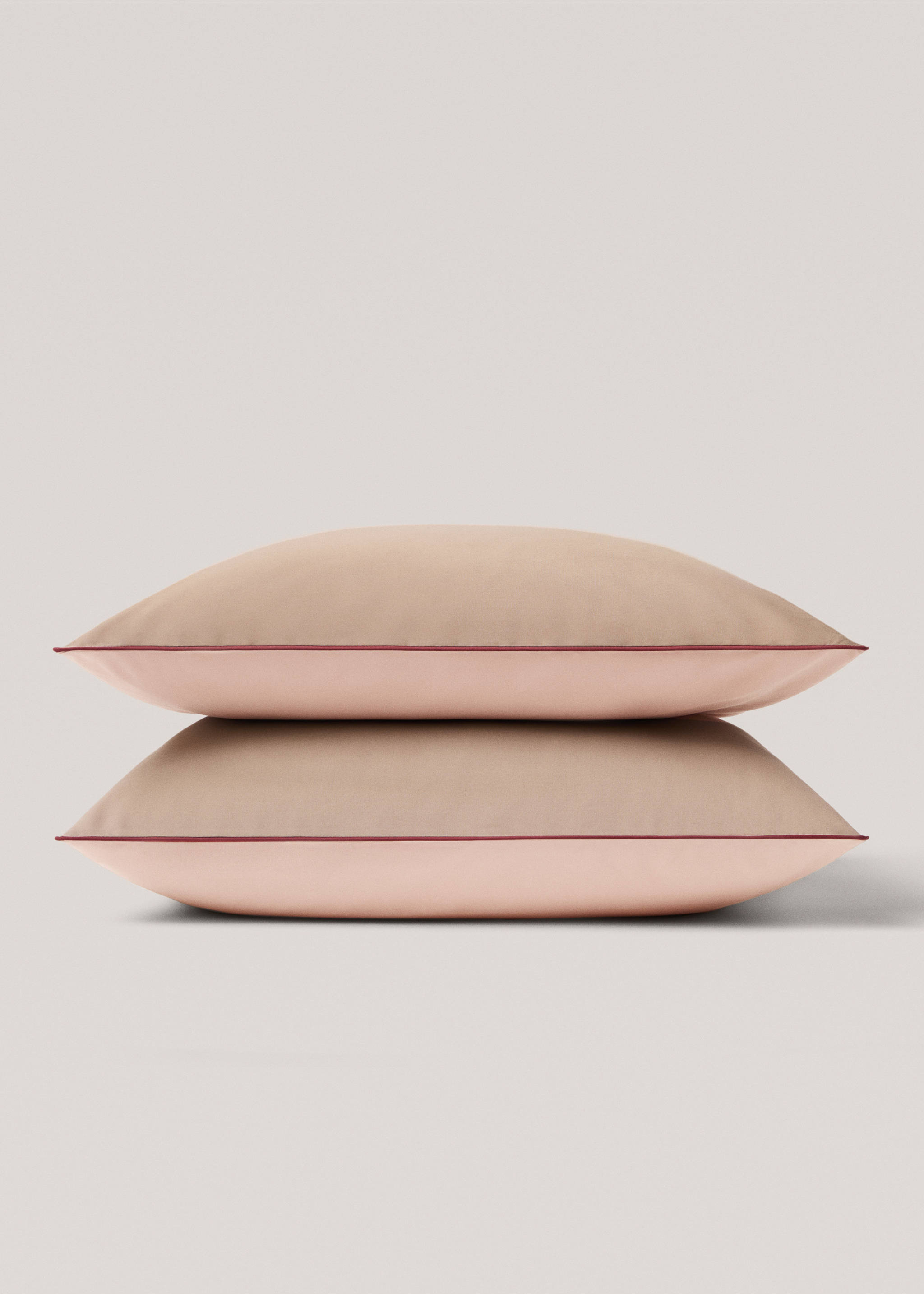 Two-tone reversible pillowcase 60x60cm - Details of the article 4, Pink. Ref: 77010623-00.