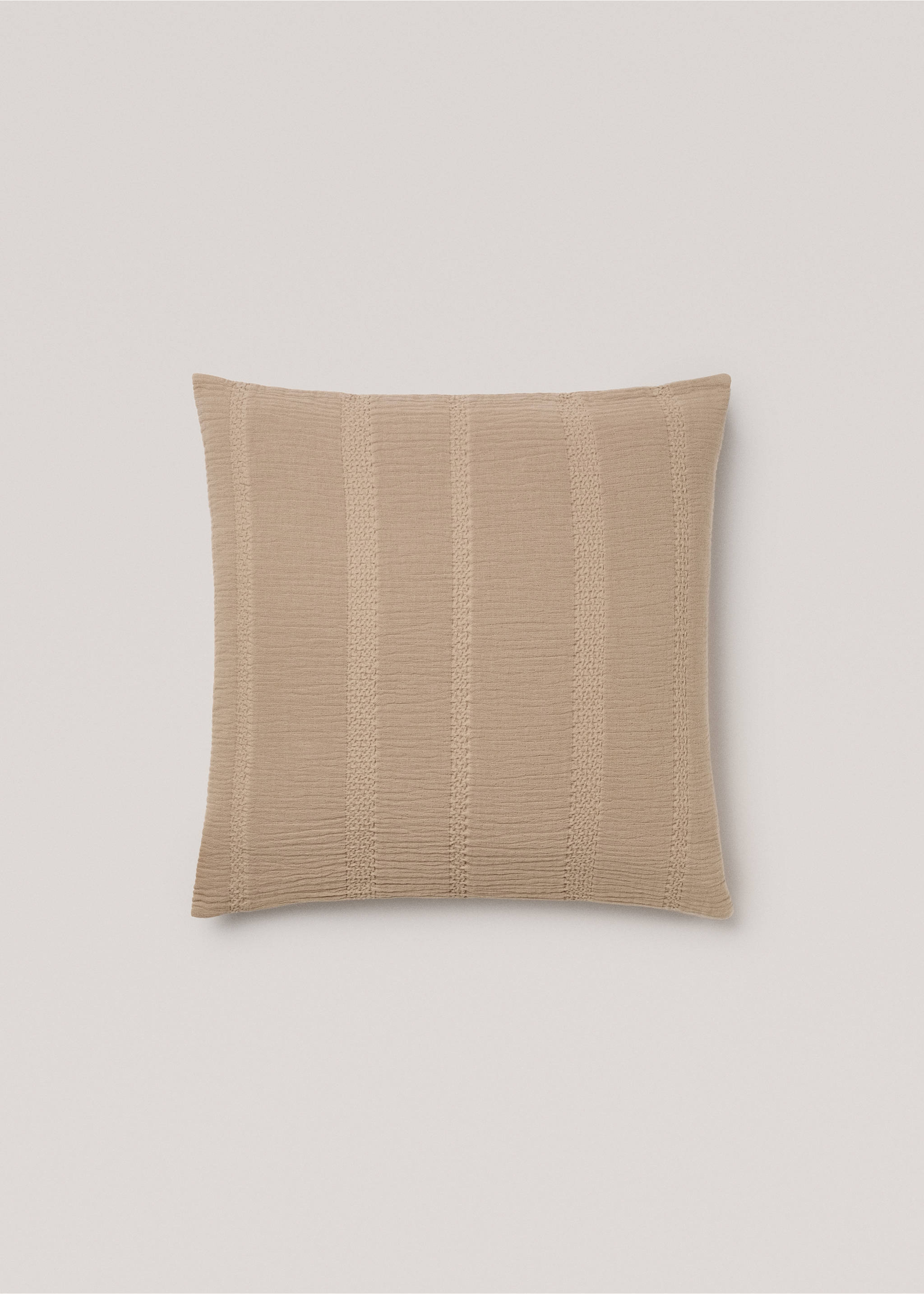 Textured cotton cushion cover - Article without model, Medium Brown. Ref: 77010629-00.