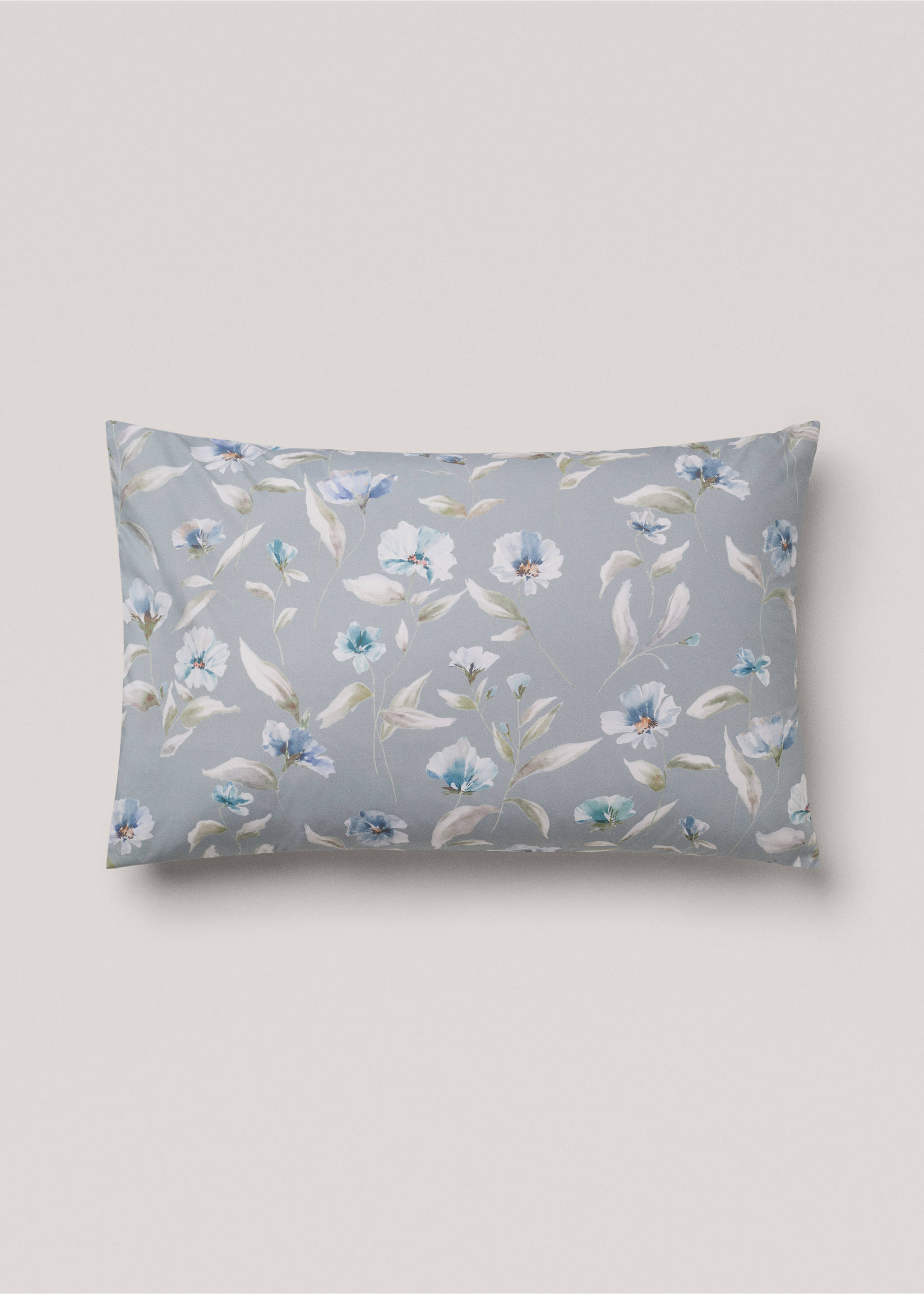 Pillowcase with floral design 50x75cm - Article without model, Aqua Green. Ref: 77010631-00.