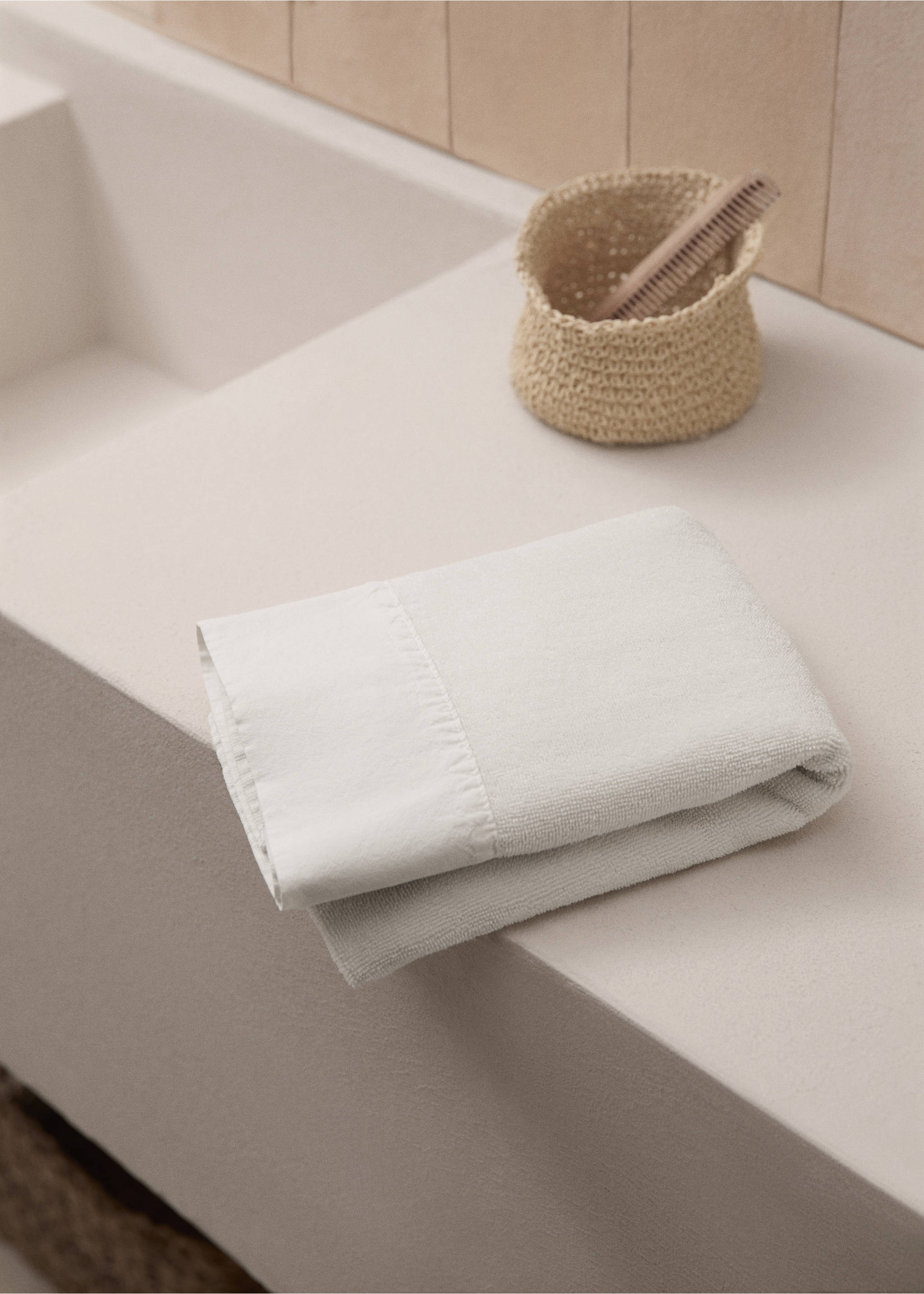 Cotton textured hand towel 50x90cm - General plane, Sand. Ref: 77010654-00.