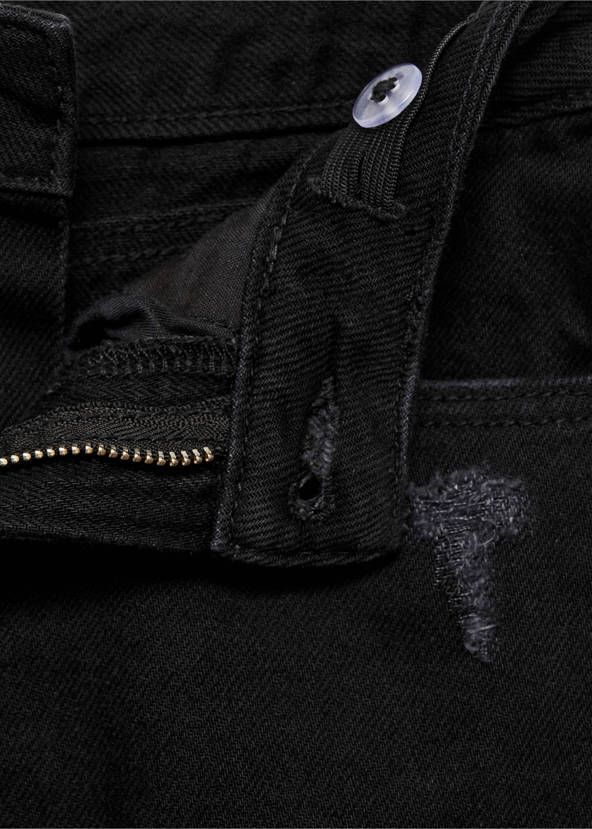 Jeans culotte mid-waist comfort - Details of the article 8, Black denim. Ref: 77011010-00.