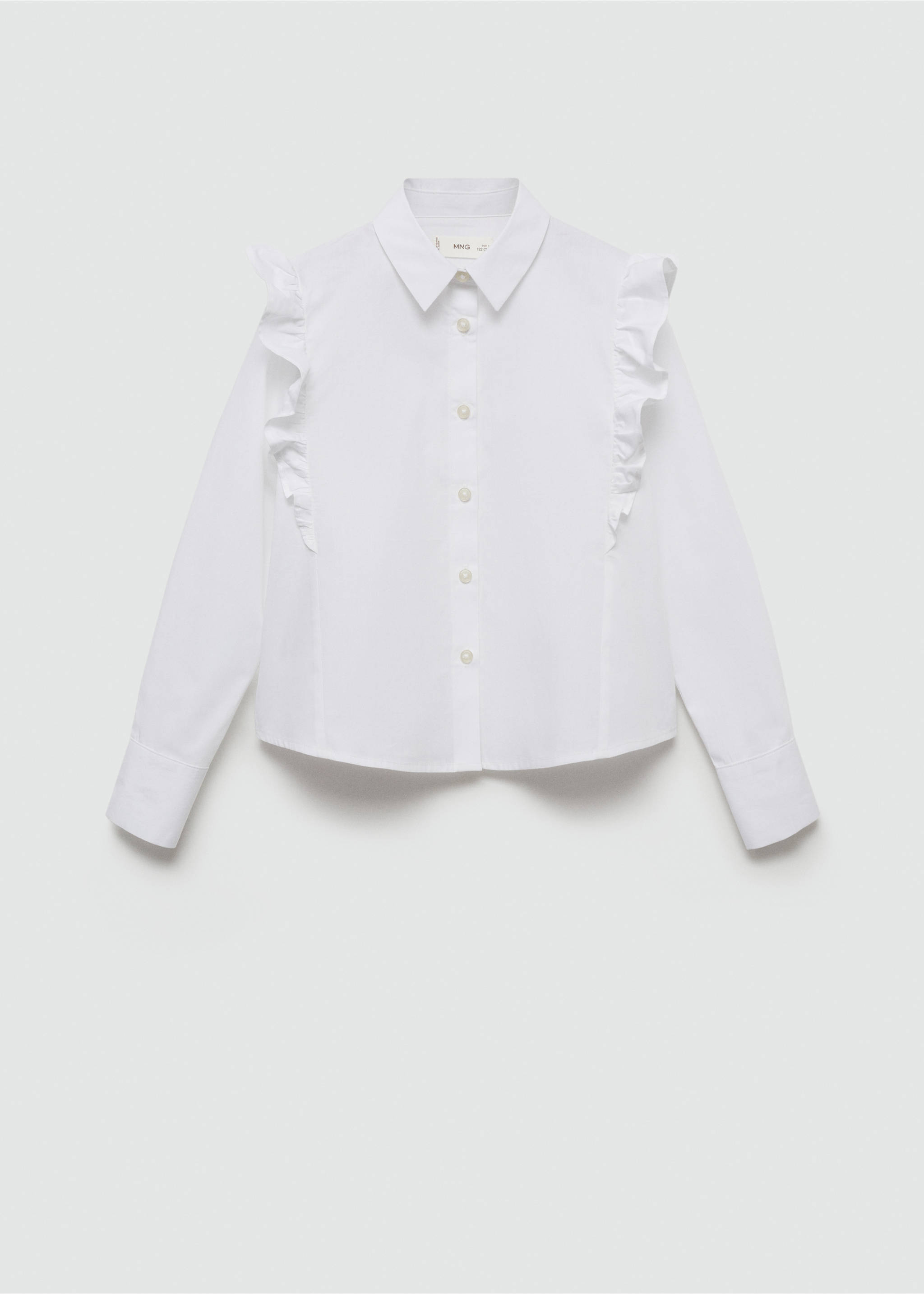 Ruffled cotton shirt - Article without model, White. Ref: 77011508-00.