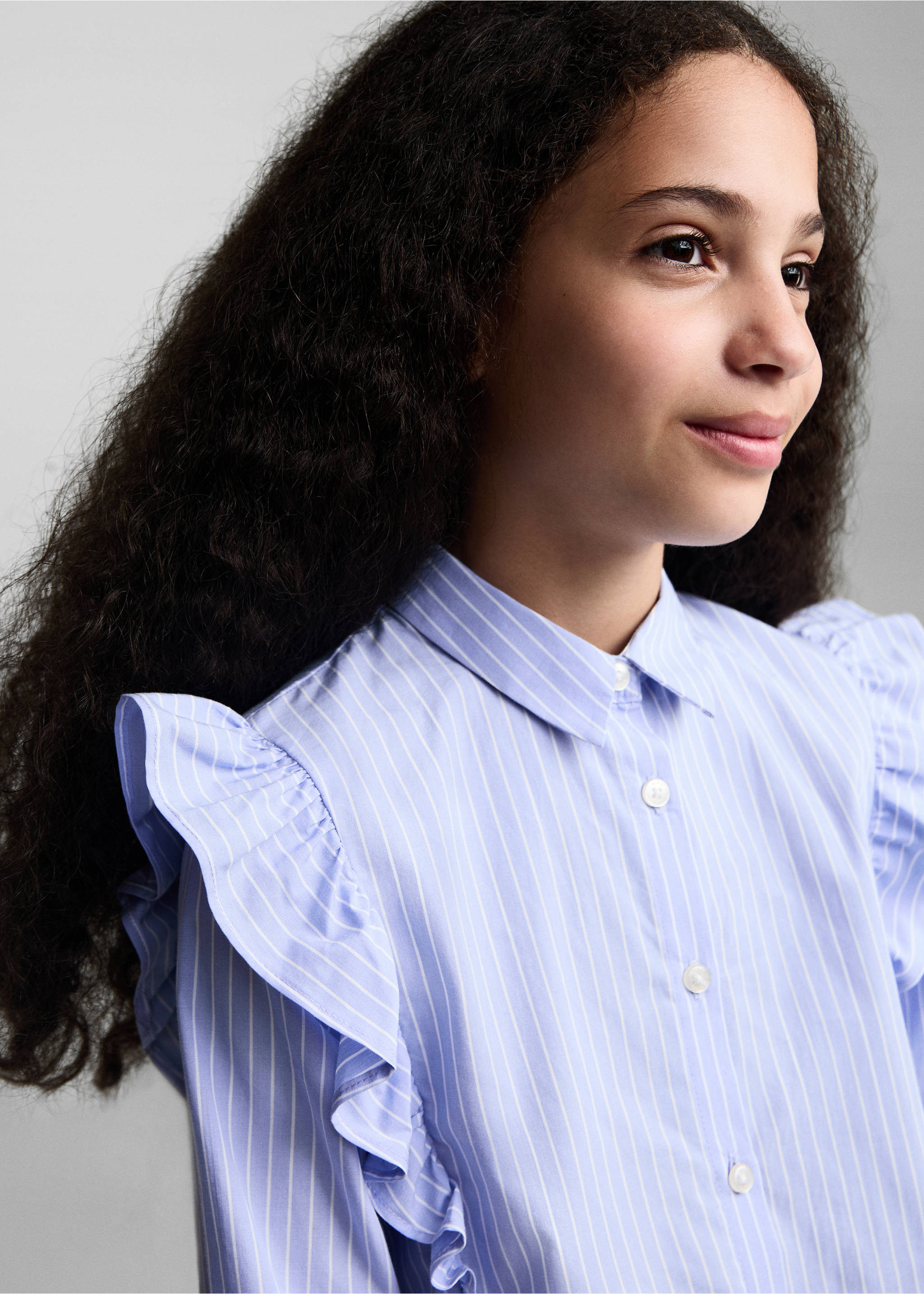 Bavlněná košilka s volány - Detail zboží 1, Modrá. Ref: 77011508-00.