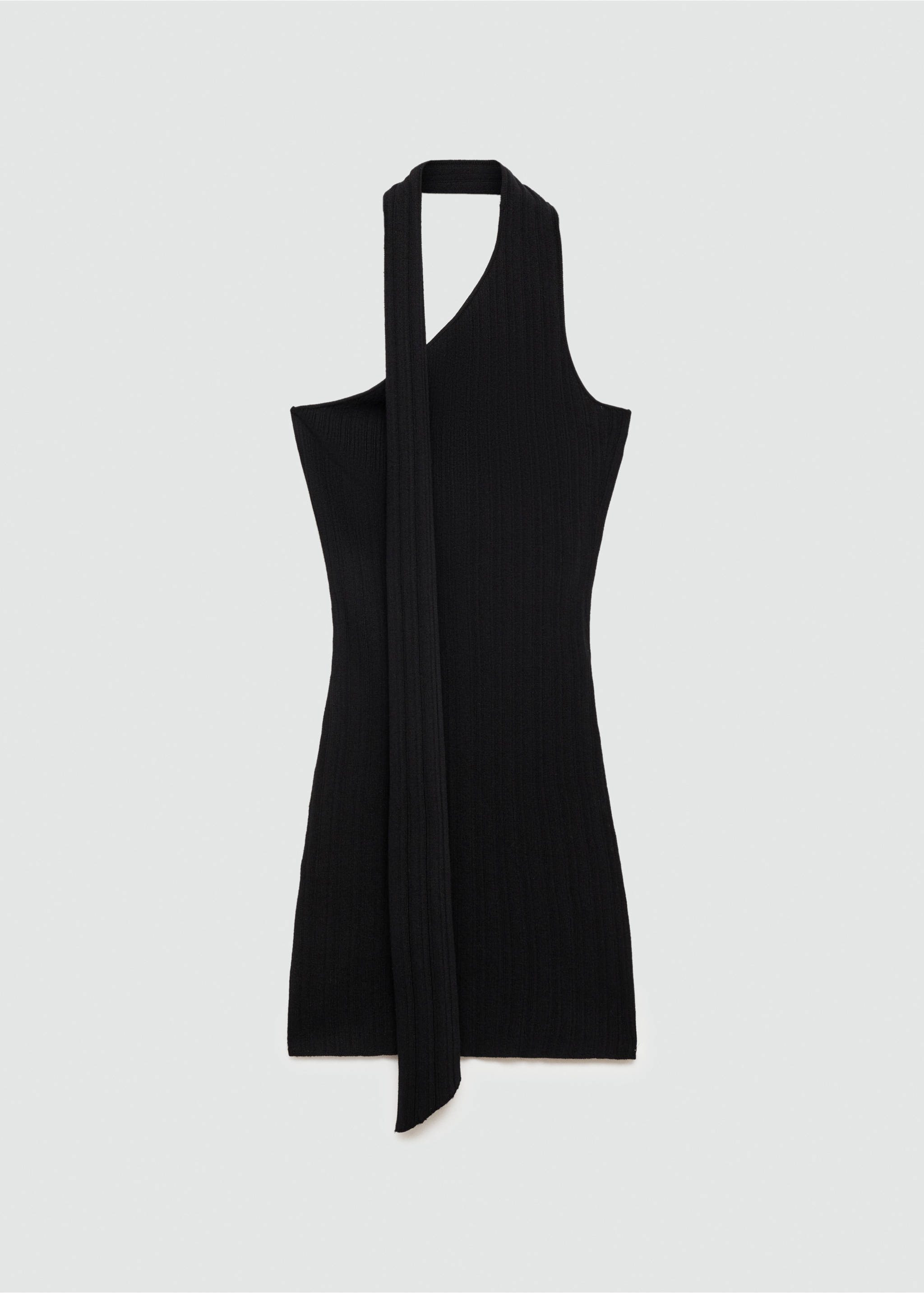 Knitted dress with neck tie - Article without model, Black. Ref: 77011509-00.