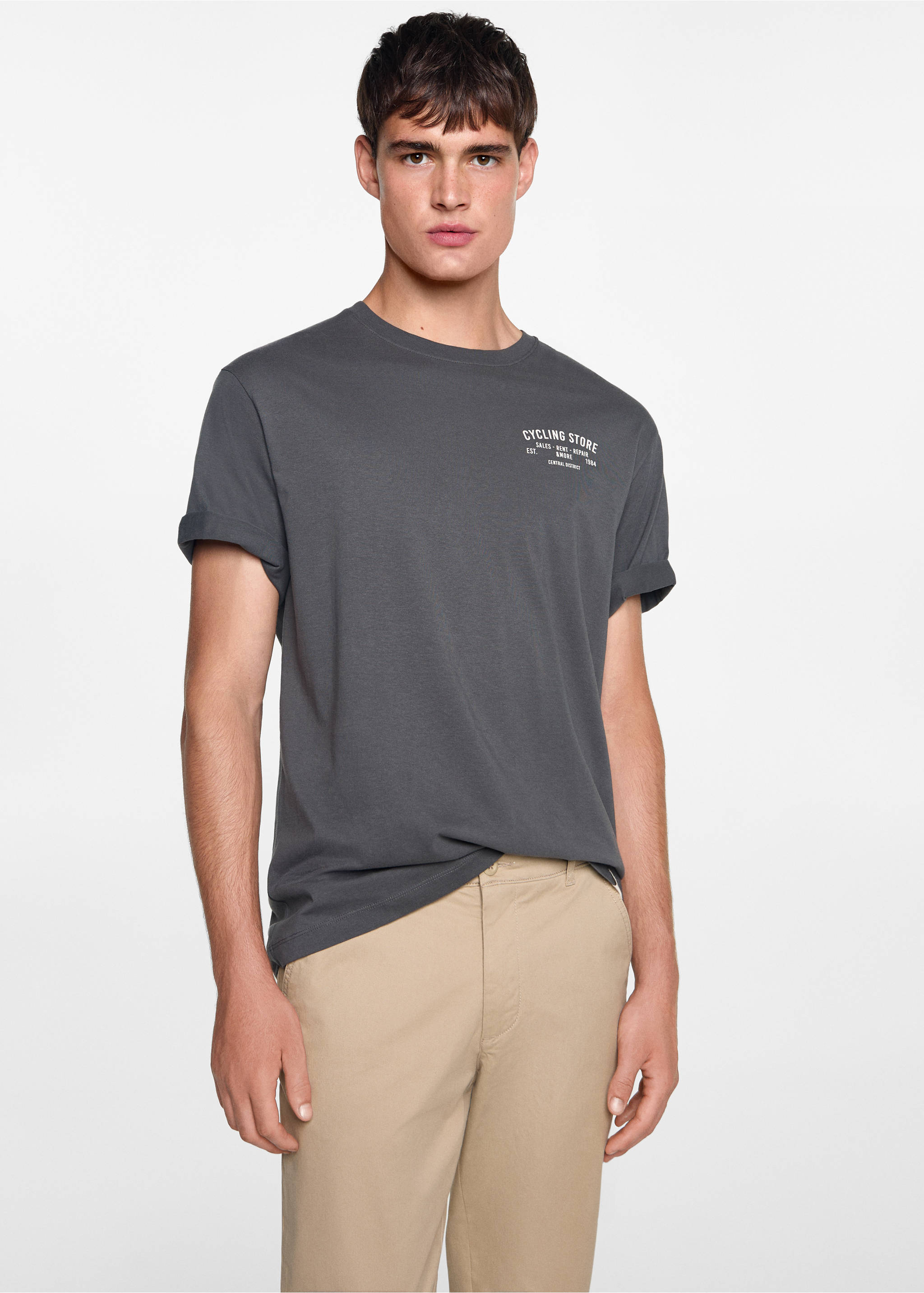 Pantalón chino algodón - Plano medio, Beige. Ref: 77011511-00.