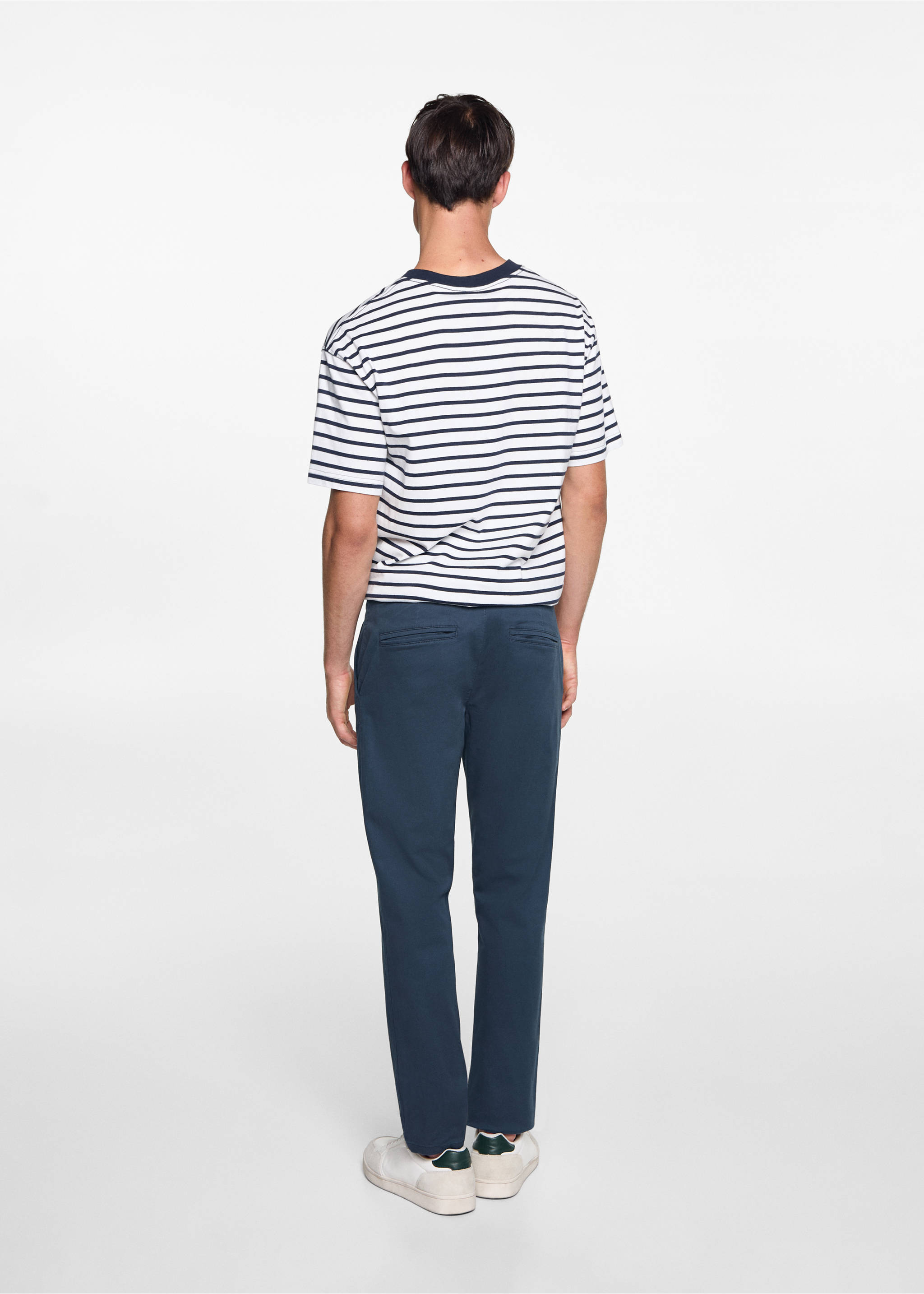 Pantalón chino algodón - Reverso del artículo, Azul marino oscuro. Ref: 77011511-00.