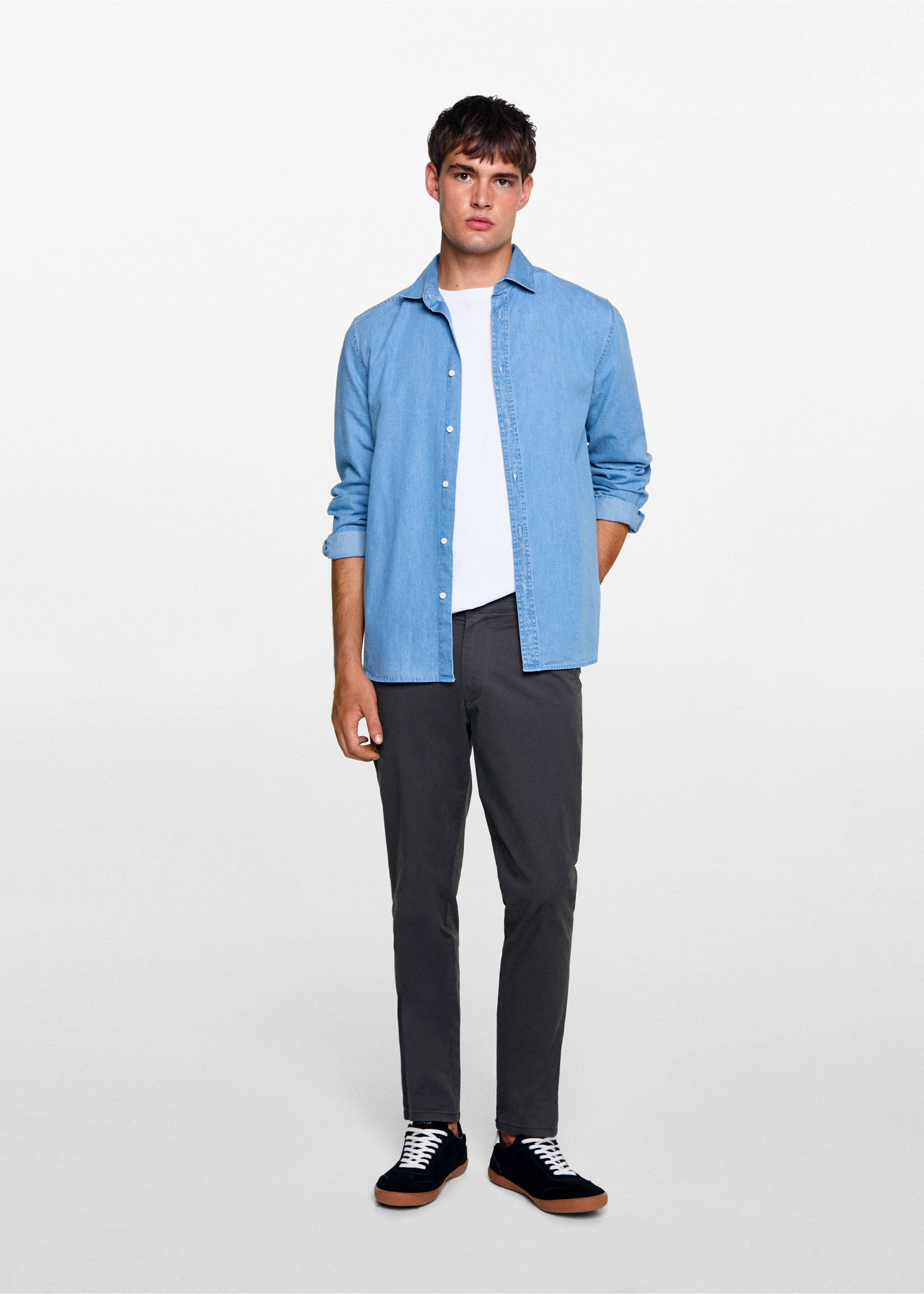 Cotton chinos - General plane, Charcoal. Ref: 77011511-00.