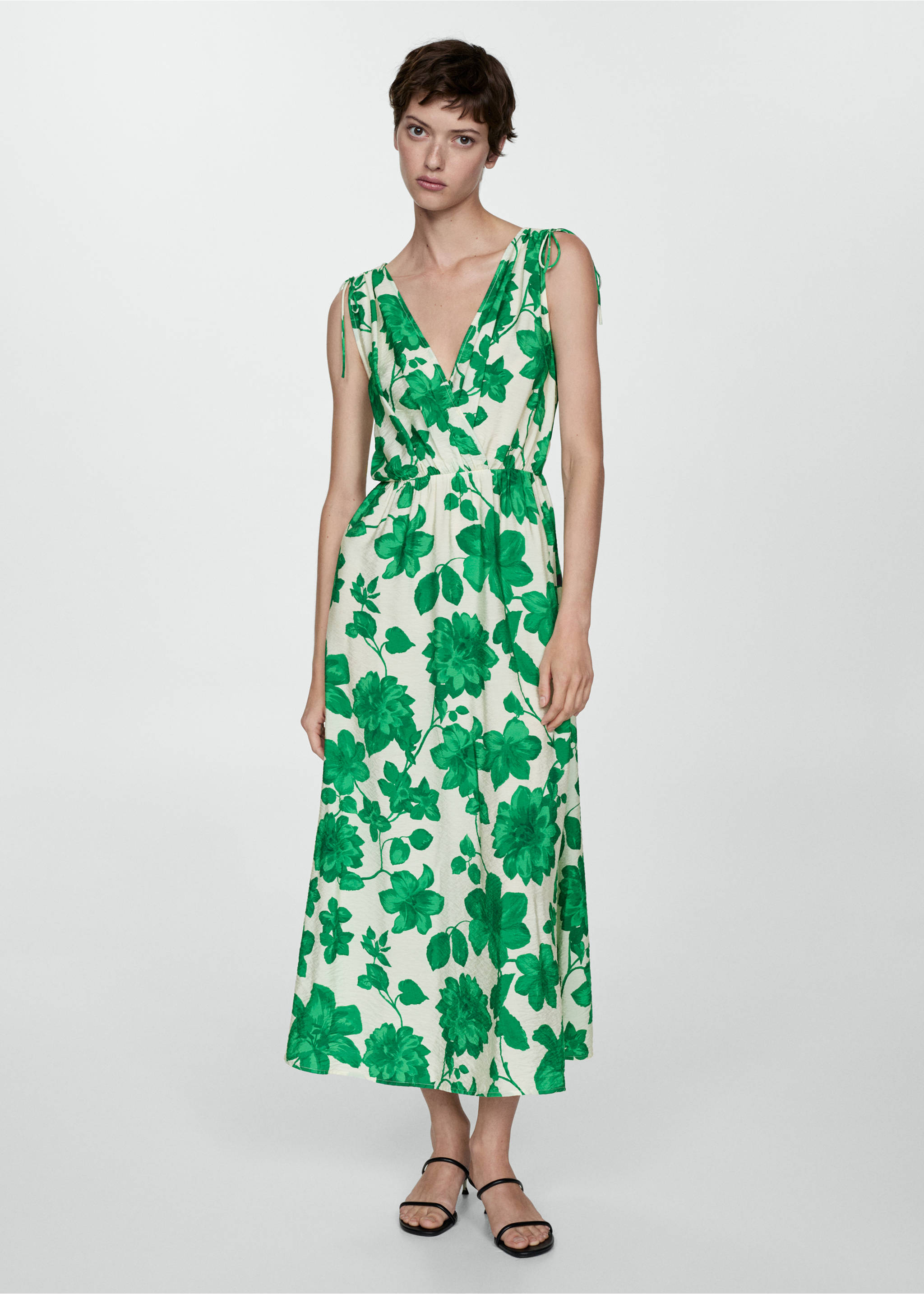 Long printed dress - General plane, Green. Ref: 77012926-00.