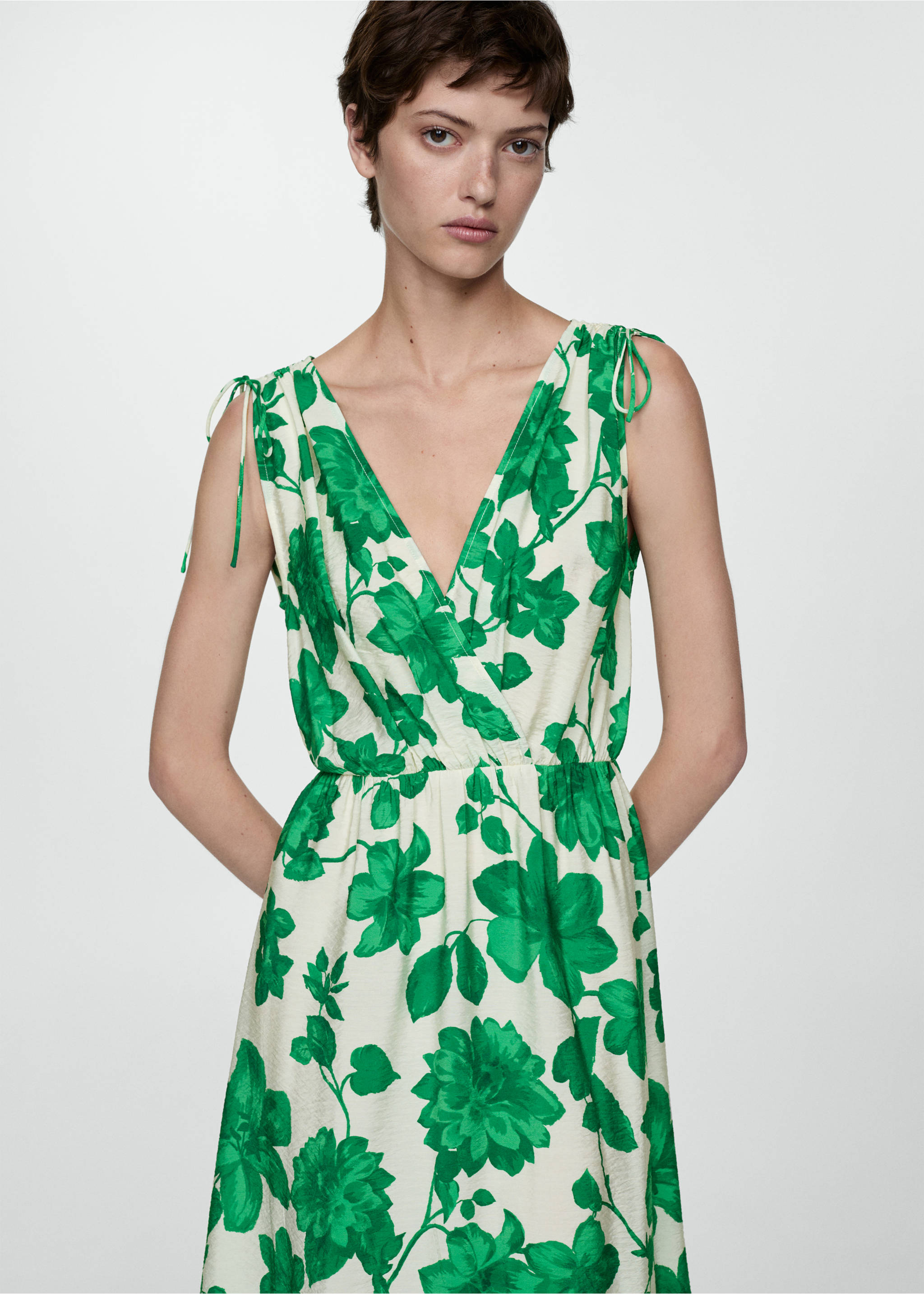 Long printed dress - Medium plane, Green. Ref: 77012926-00.