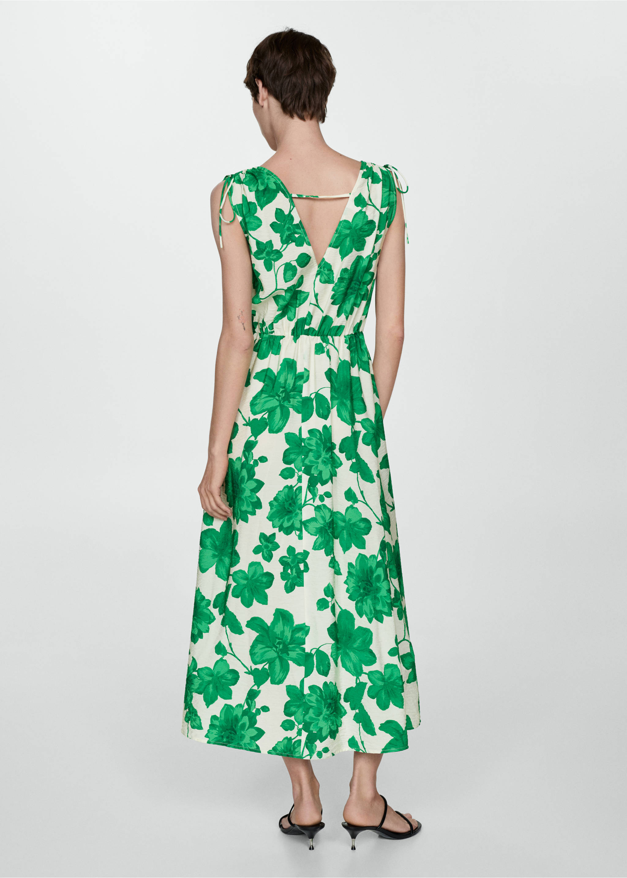 Long printed dress - Reverse of the article, Green. Ref: 77012926-00.