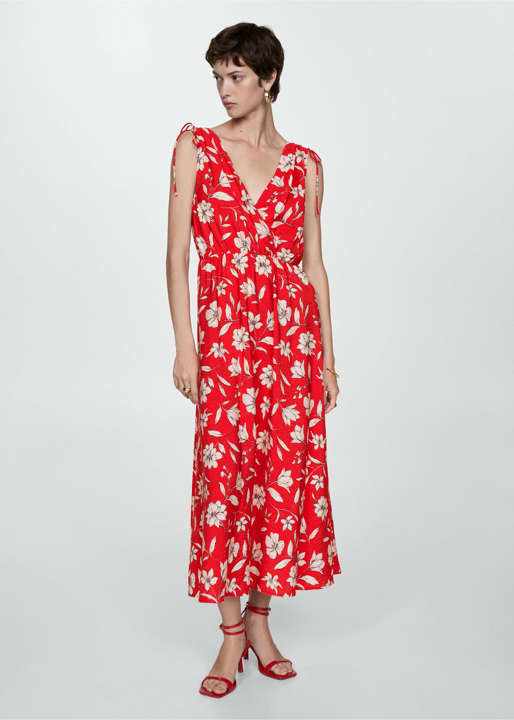 Long printed dress - General plane, Red. Ref: 77012926-00.