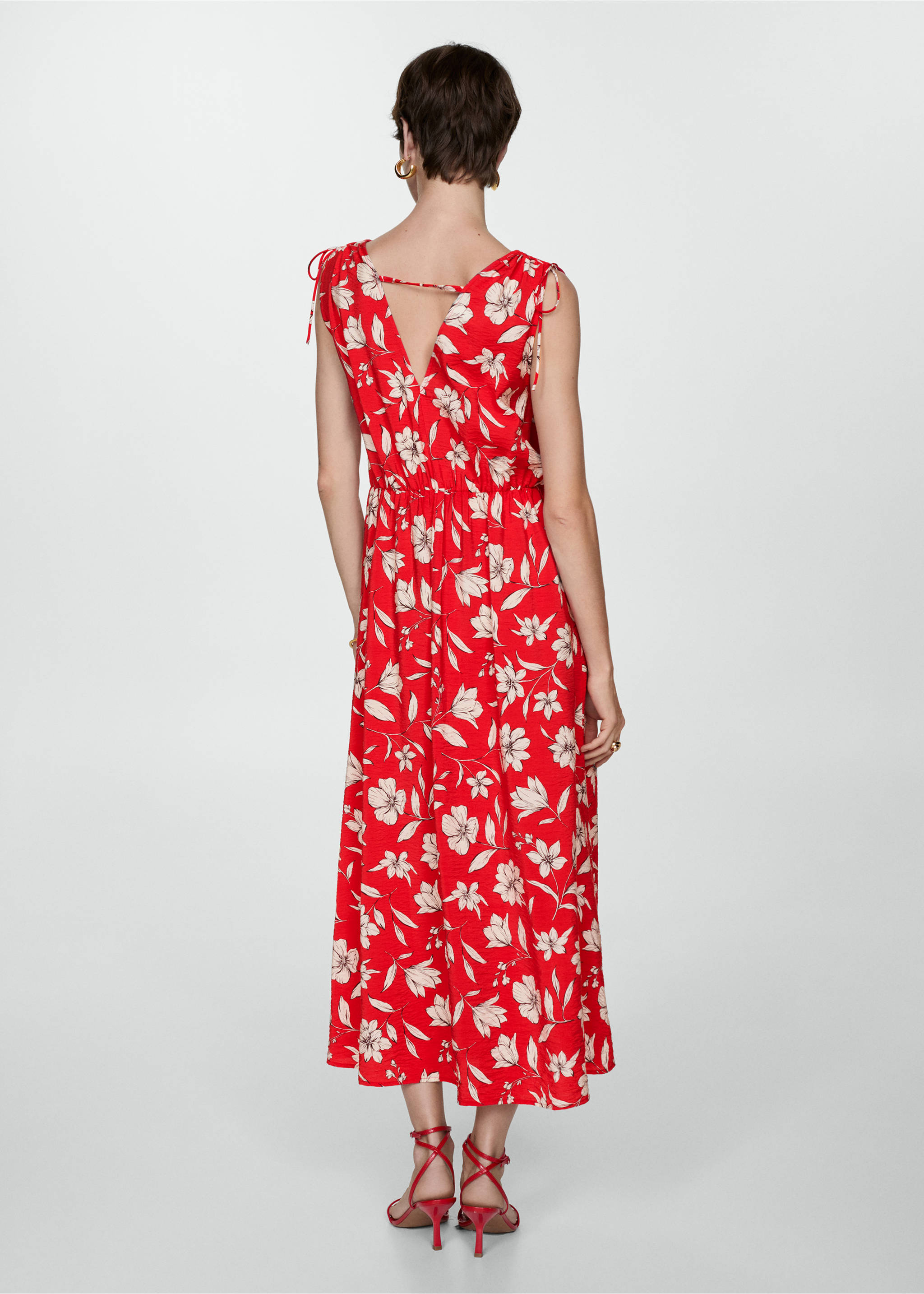 Long printed dress - Reverse of the article, Red. Ref: 77012926-00.