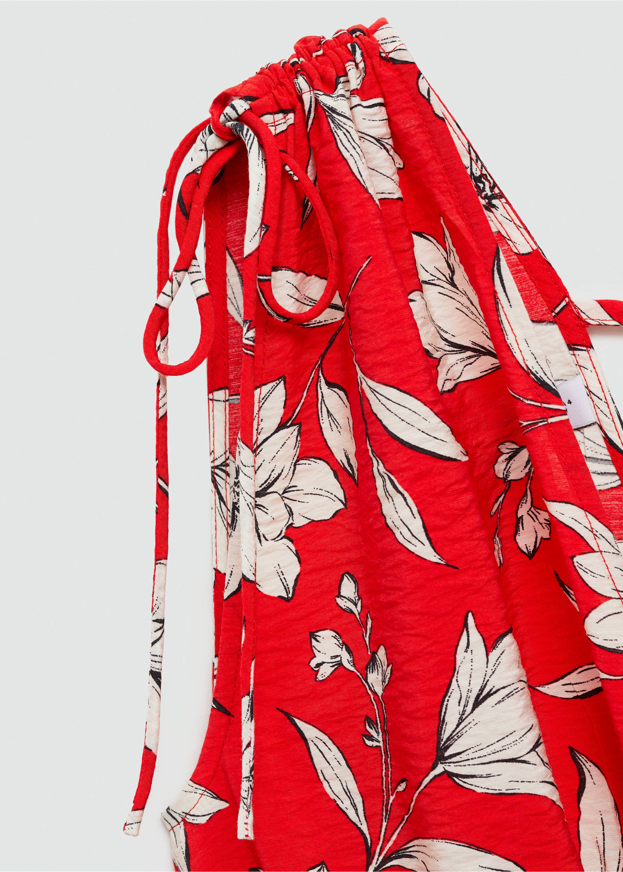 Long printed dress - Details of the article 8, Red. Ref: 77012926-00.
