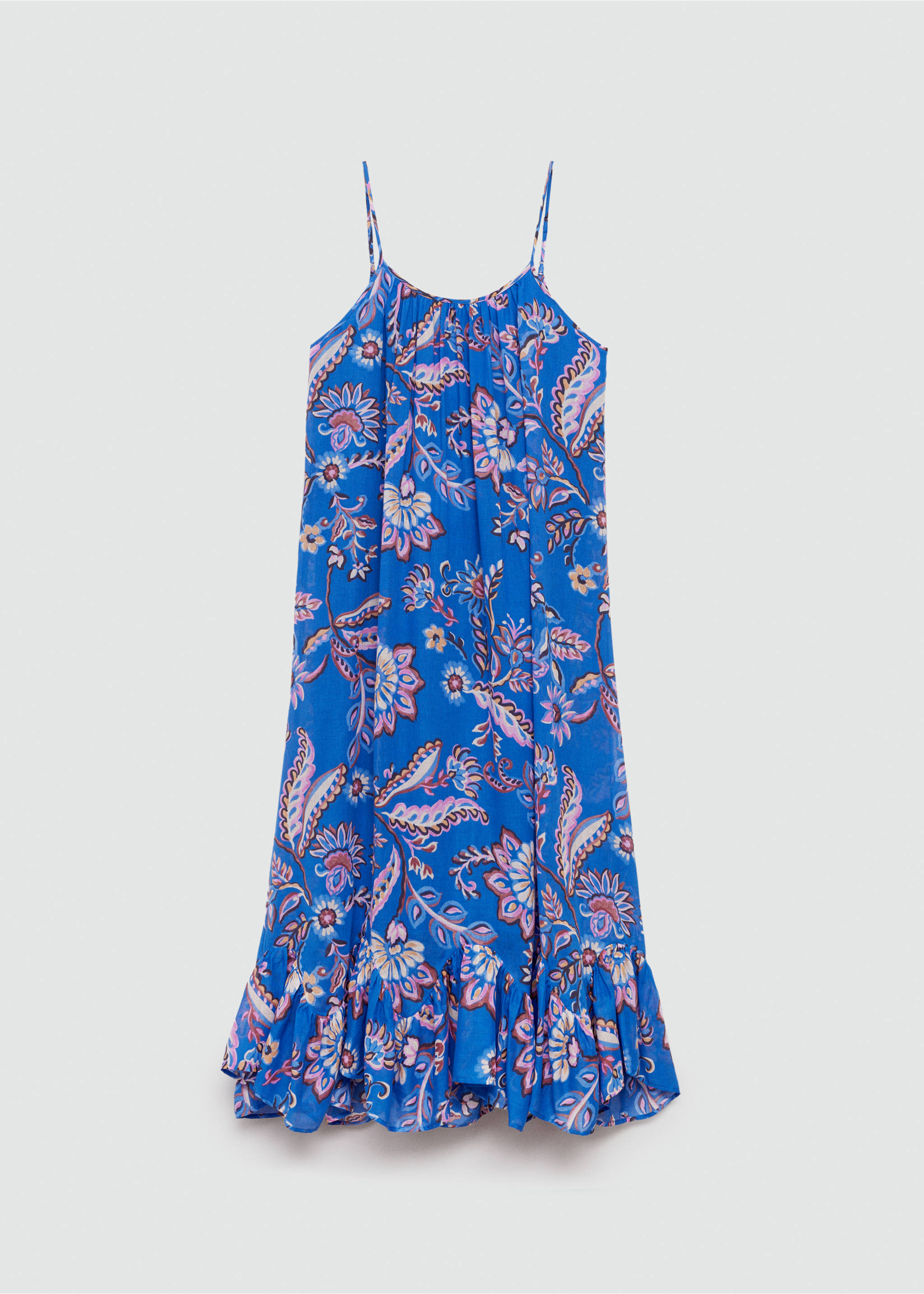 Long floral-print dress - Article without model, Blue. Ref: 77012928-00.