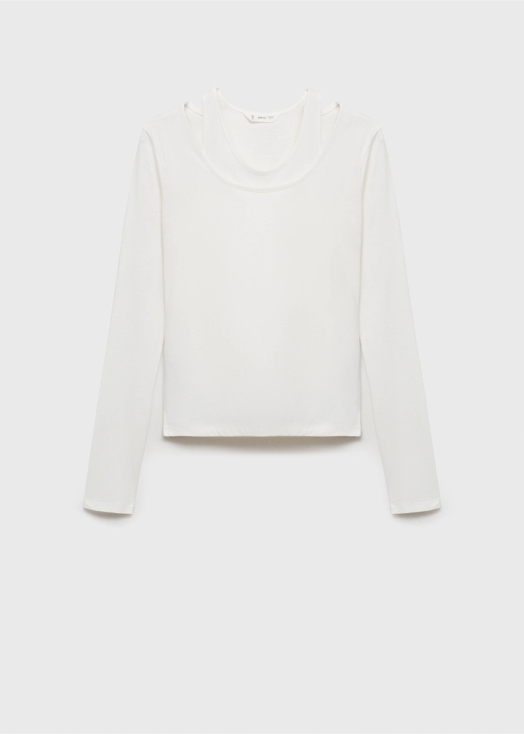 Doppeltes Baumwoll-T-Shirt - Artikel ohne Model, Cremeweiß. Ref: 77012937-00.