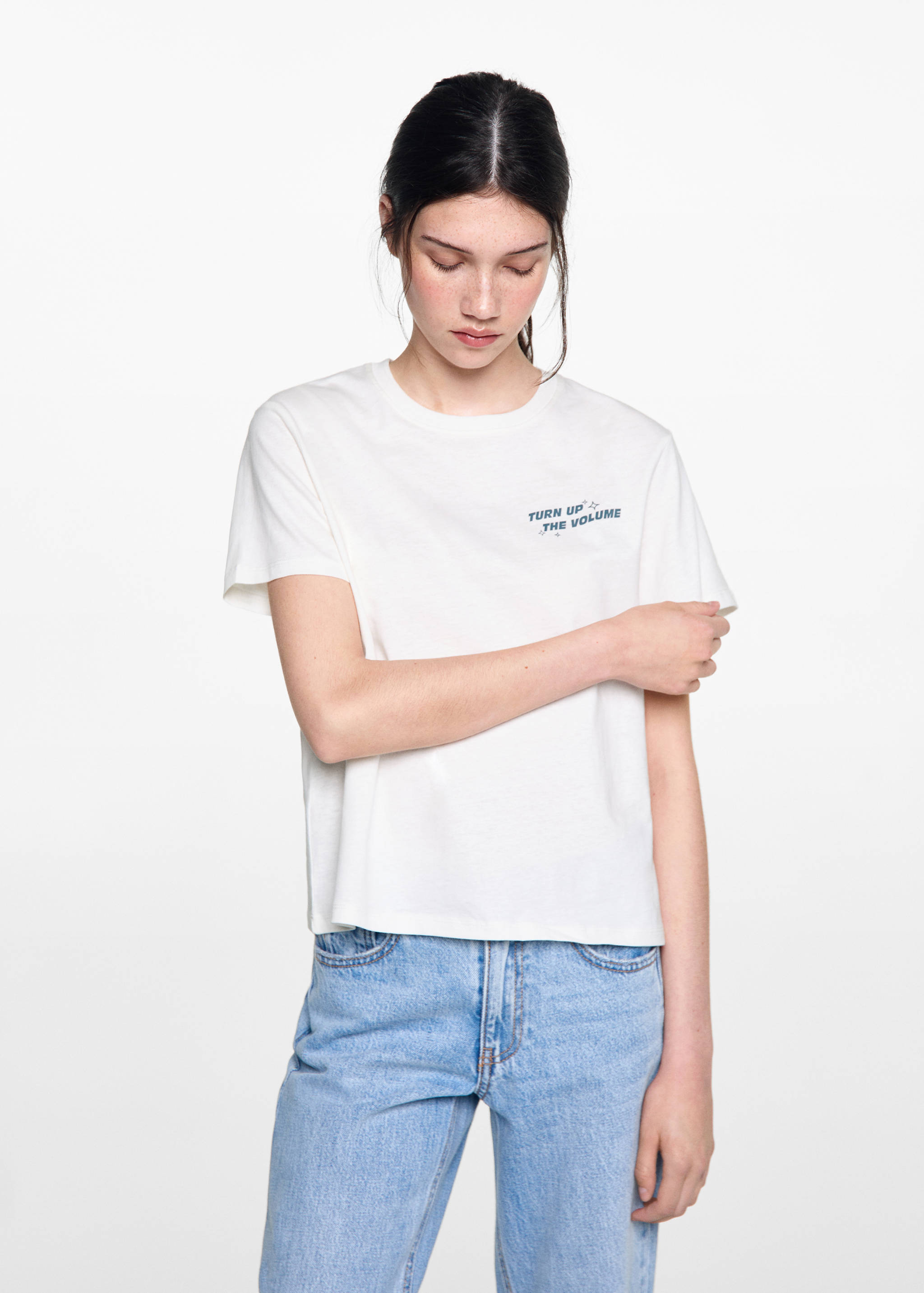 Printed cotton-blend T-shirt - Medium plane