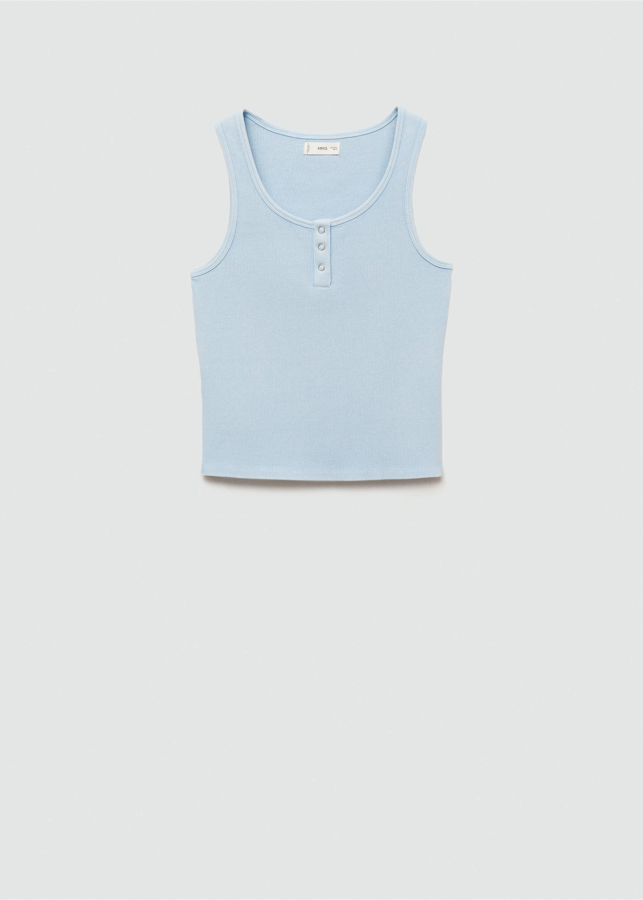 Ribbed cotton-blend top - Article without model, Sky Blue. Ref: 77012941-00.