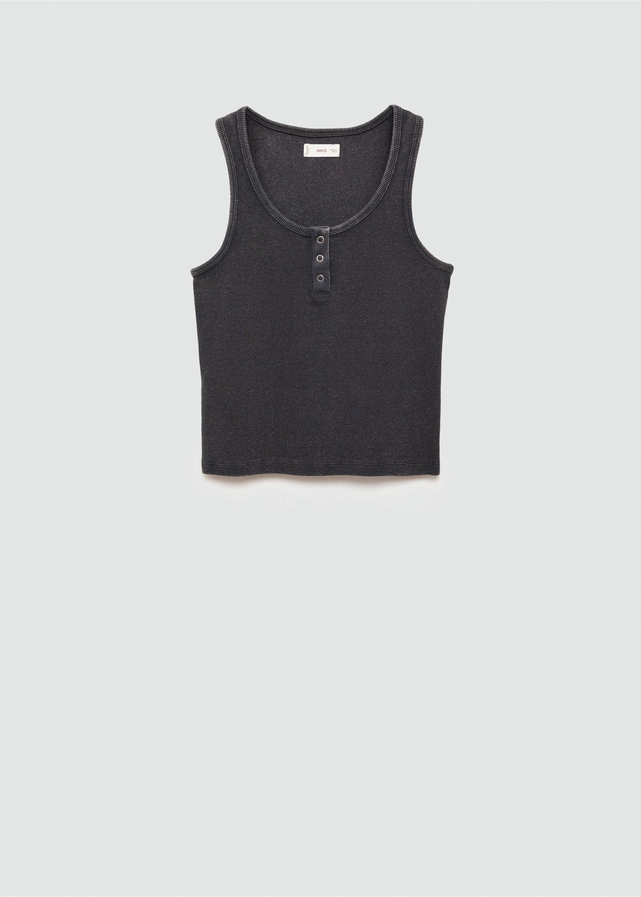 Ribbed cotton-blend top - Article without model, Charcoal. Ref: 77012941-00.