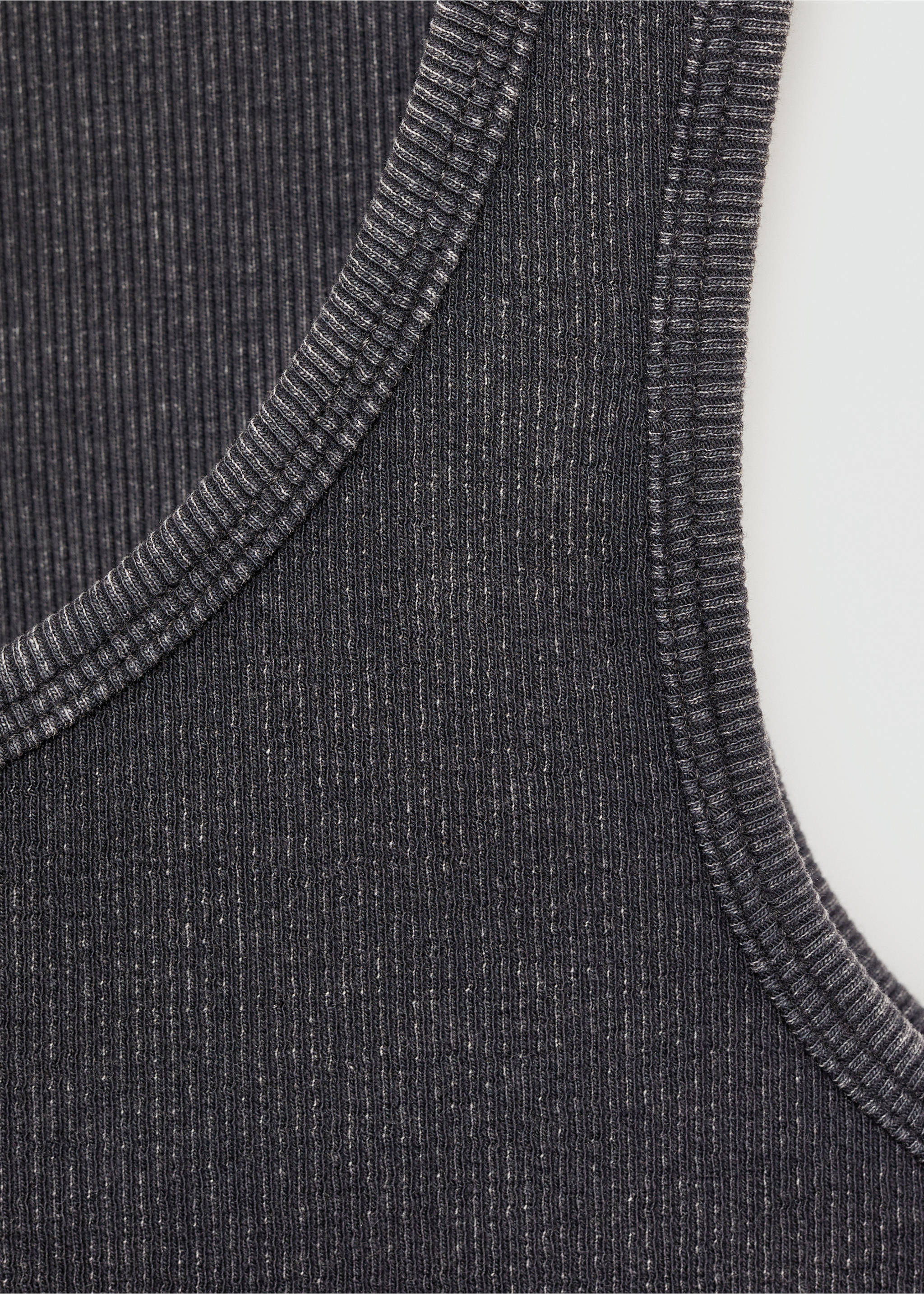 Ribbed cotton-blend top - Details of the article 0, Charcoal. Ref: 77012941-00.