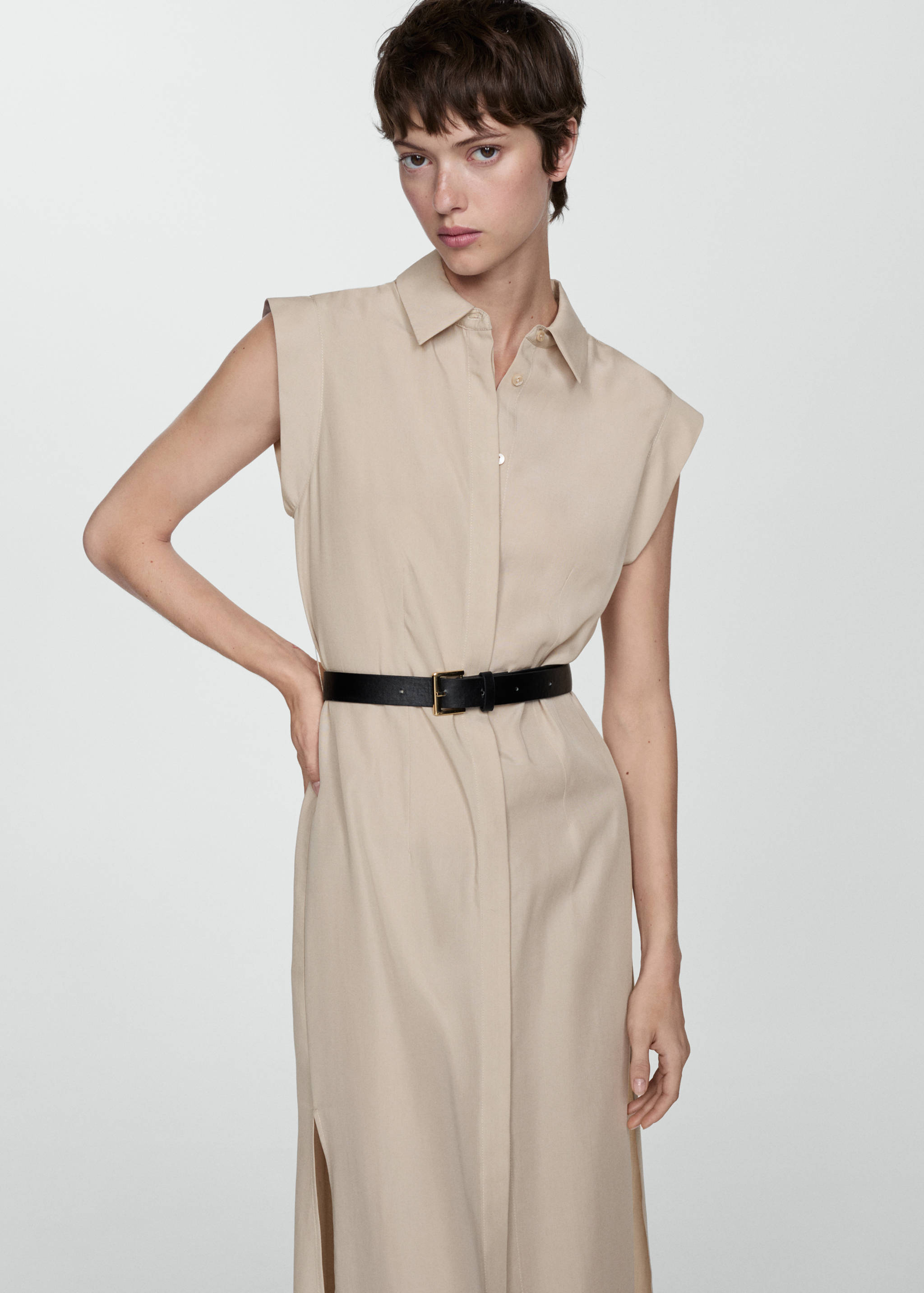 Lyocell dress with belt - Medium plane