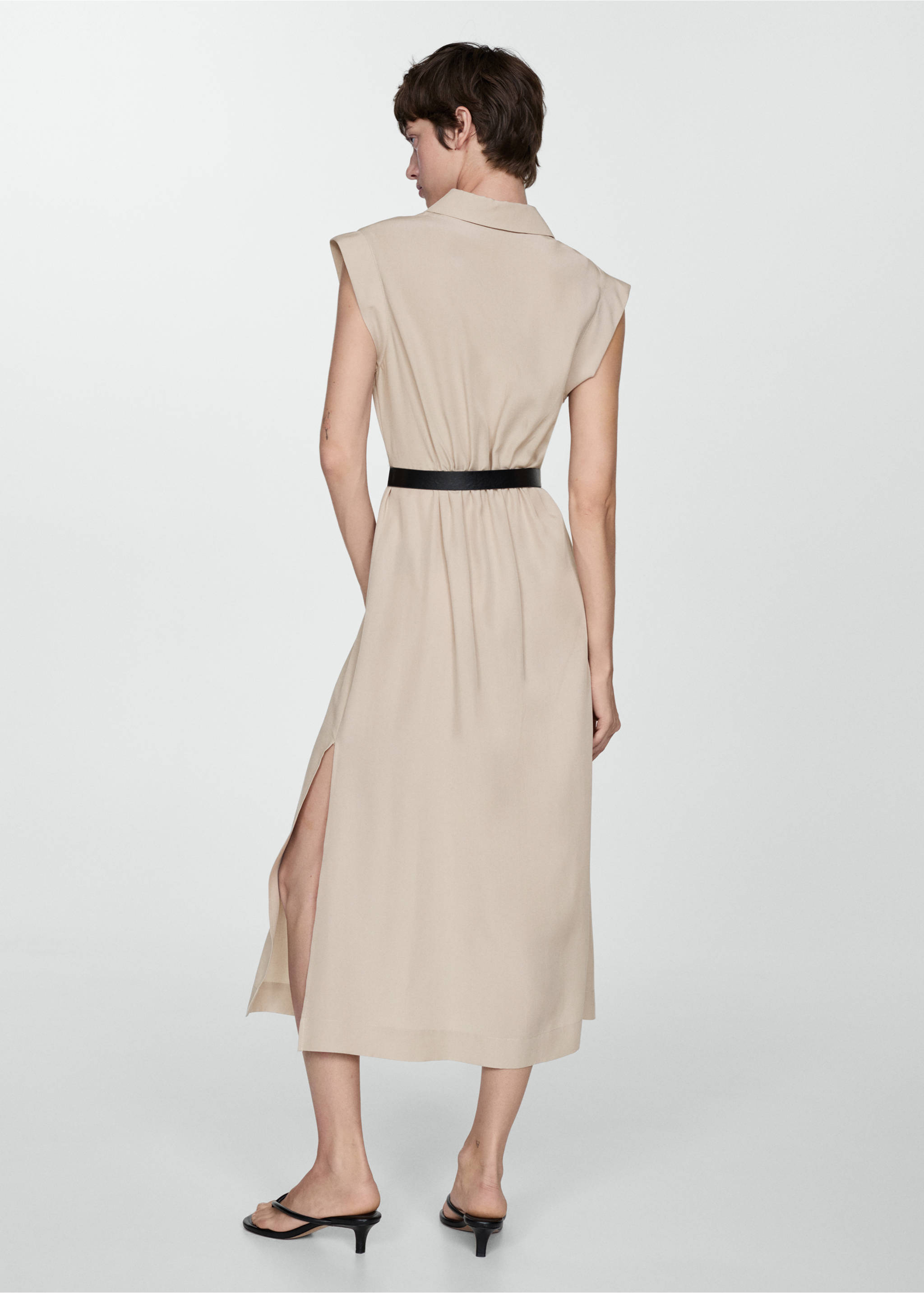 Lyocell dress with belt - Reverse of the article, Sand. Ref: 77013273-00.