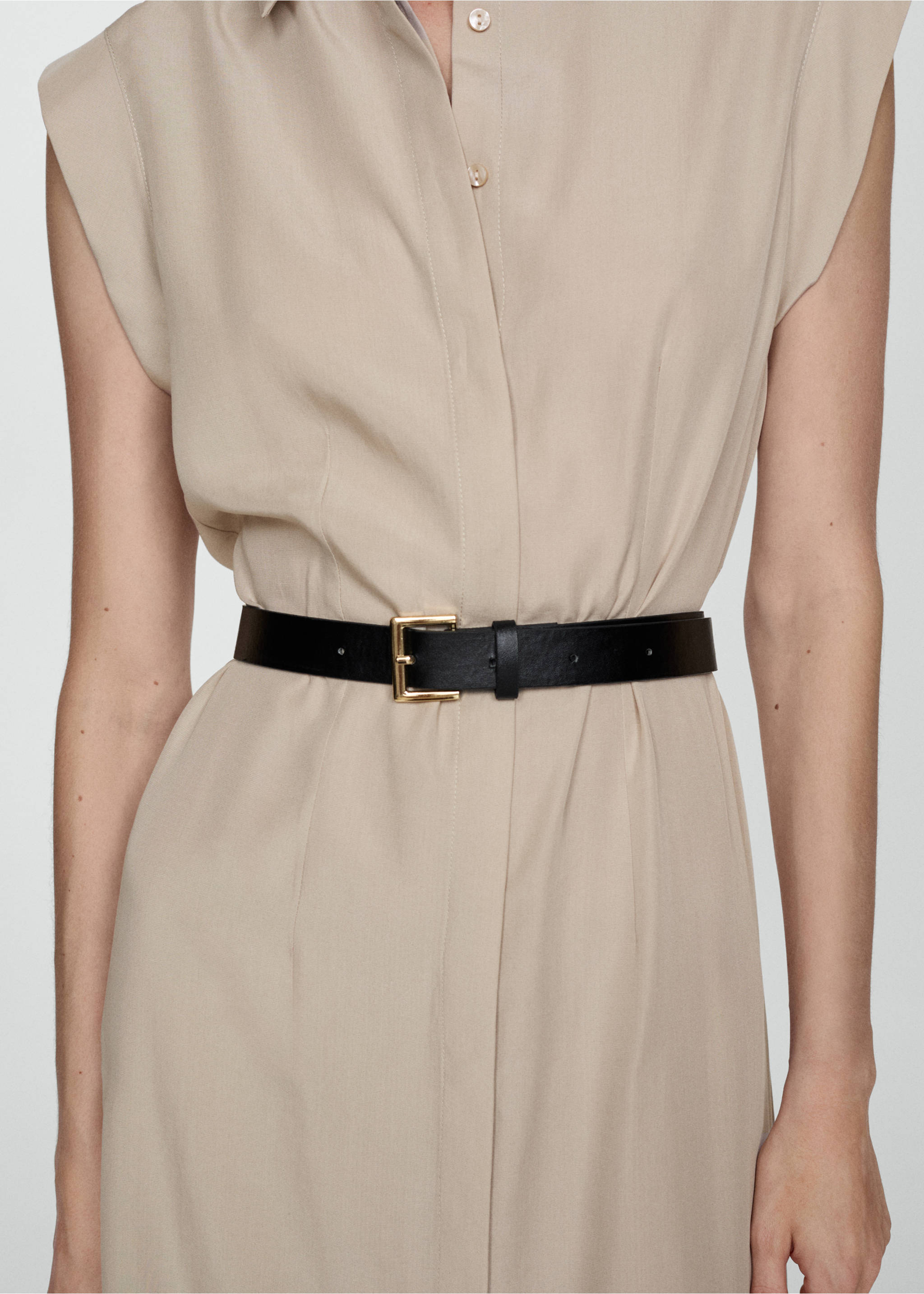 Lyocell dress with belt - Details of the article 6, Sand. Ref: 77013273-00.