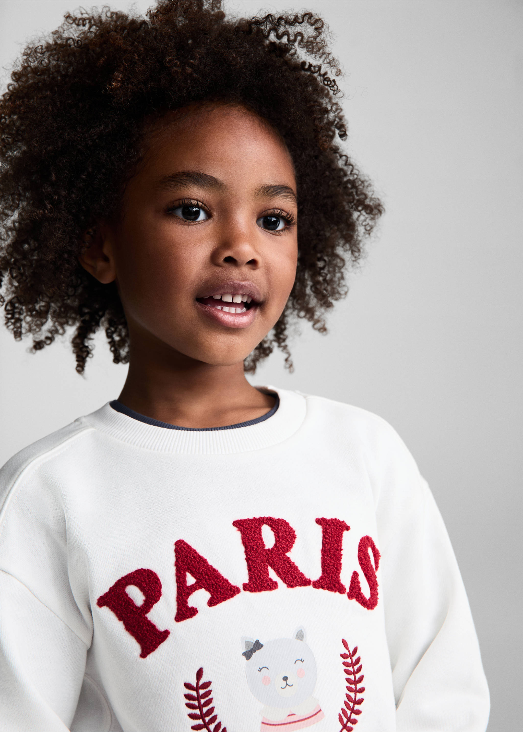 Sweat-shirt coton détails brodés - Détail de l'article 1, Blanc cassé. Ref: 77013276-00.