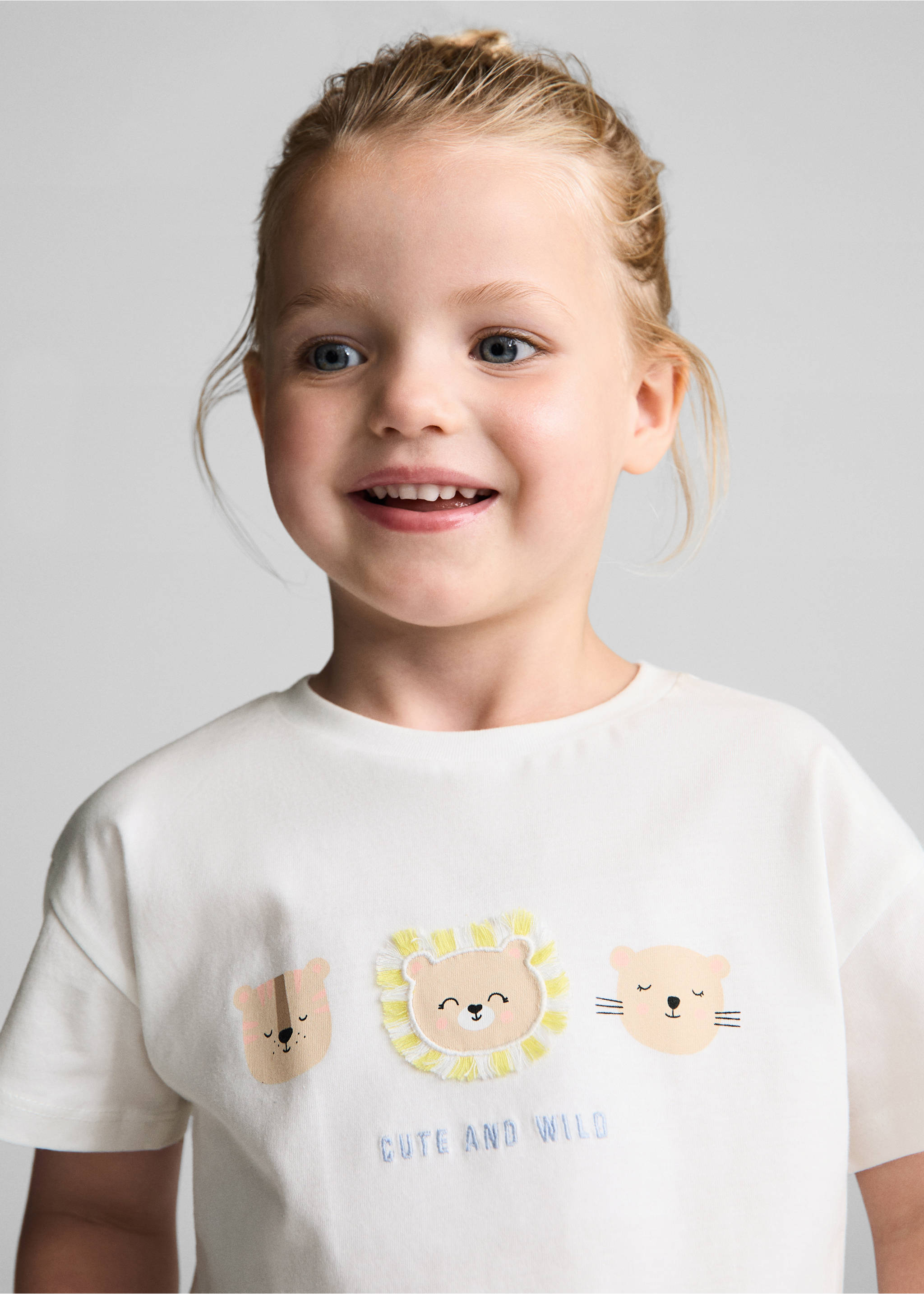 Animal print cotton t-shirt - Details of the article 1, Off White. Ref: 77013289-00.